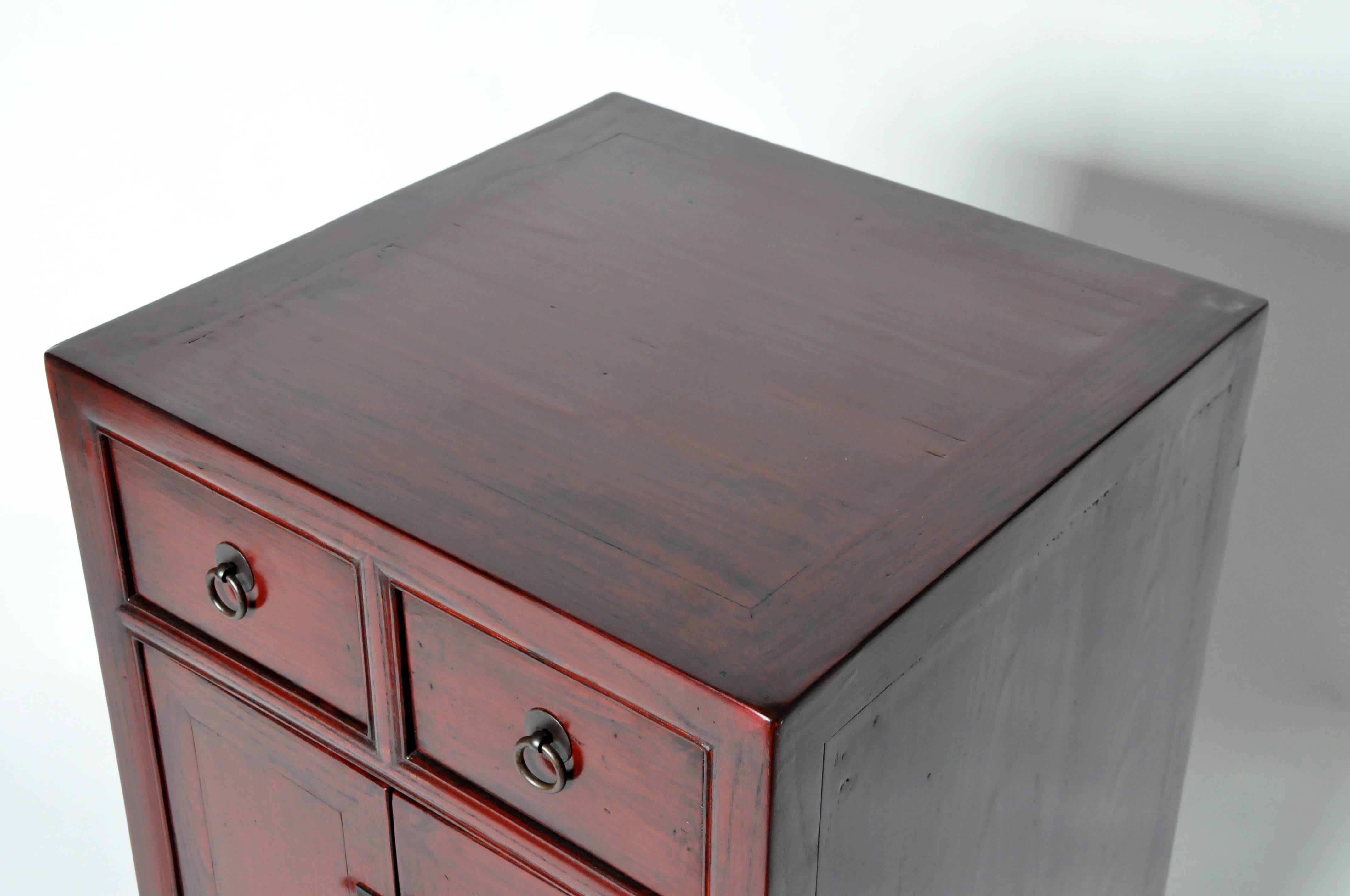 19th Century Chinese Red Lacquered Side Chest with Restoration