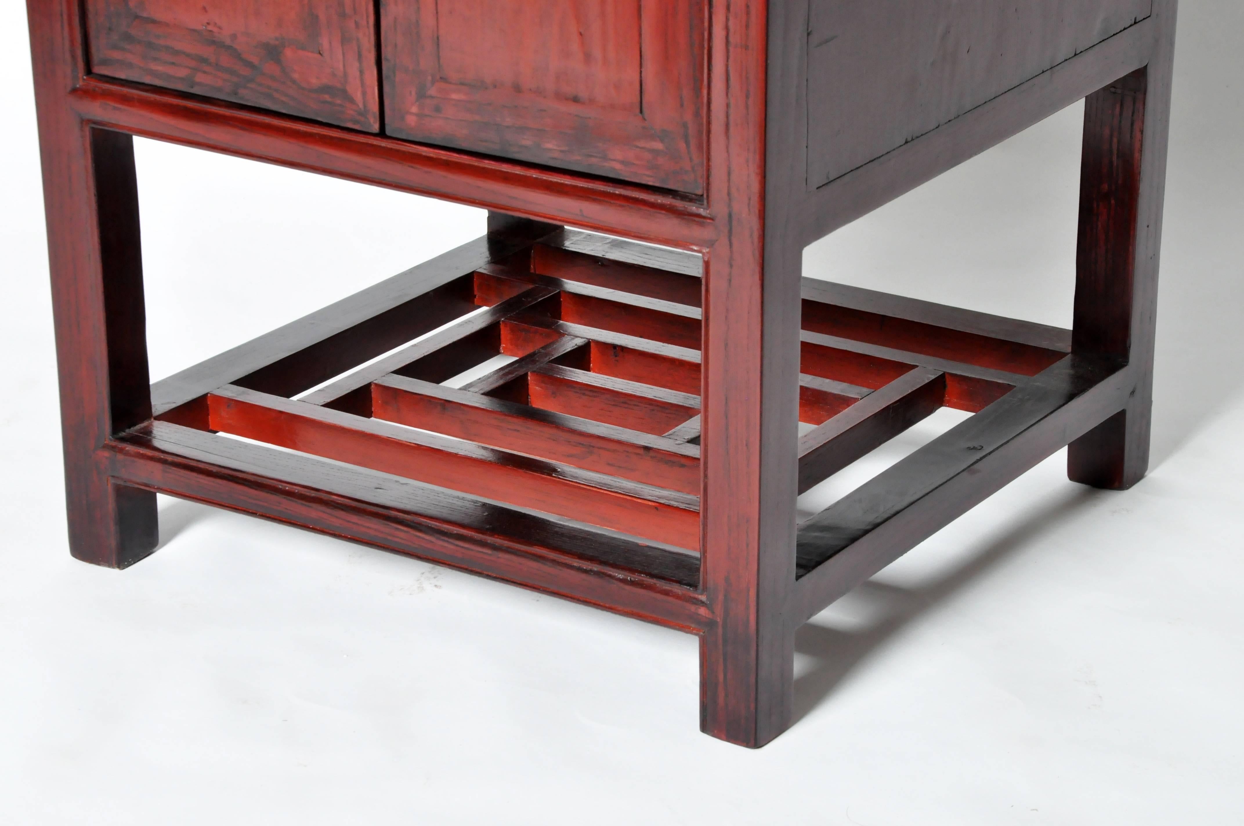 Chinese Red Lacquered Side Chest with Restoration 3