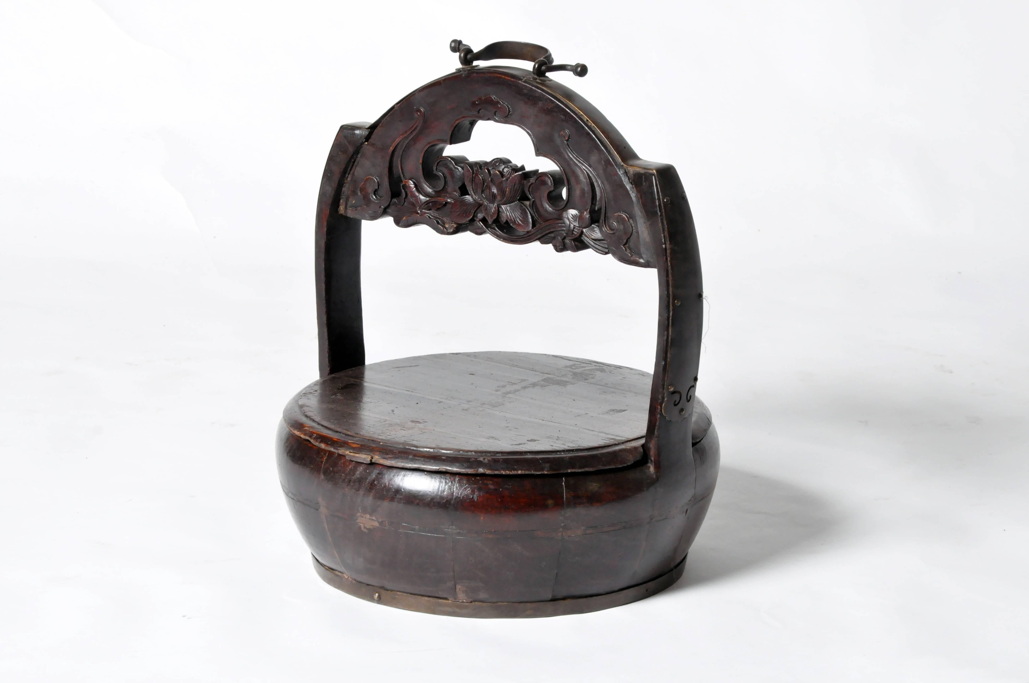 This Chinese food carrier is from Fujian, China and is made from softwood.