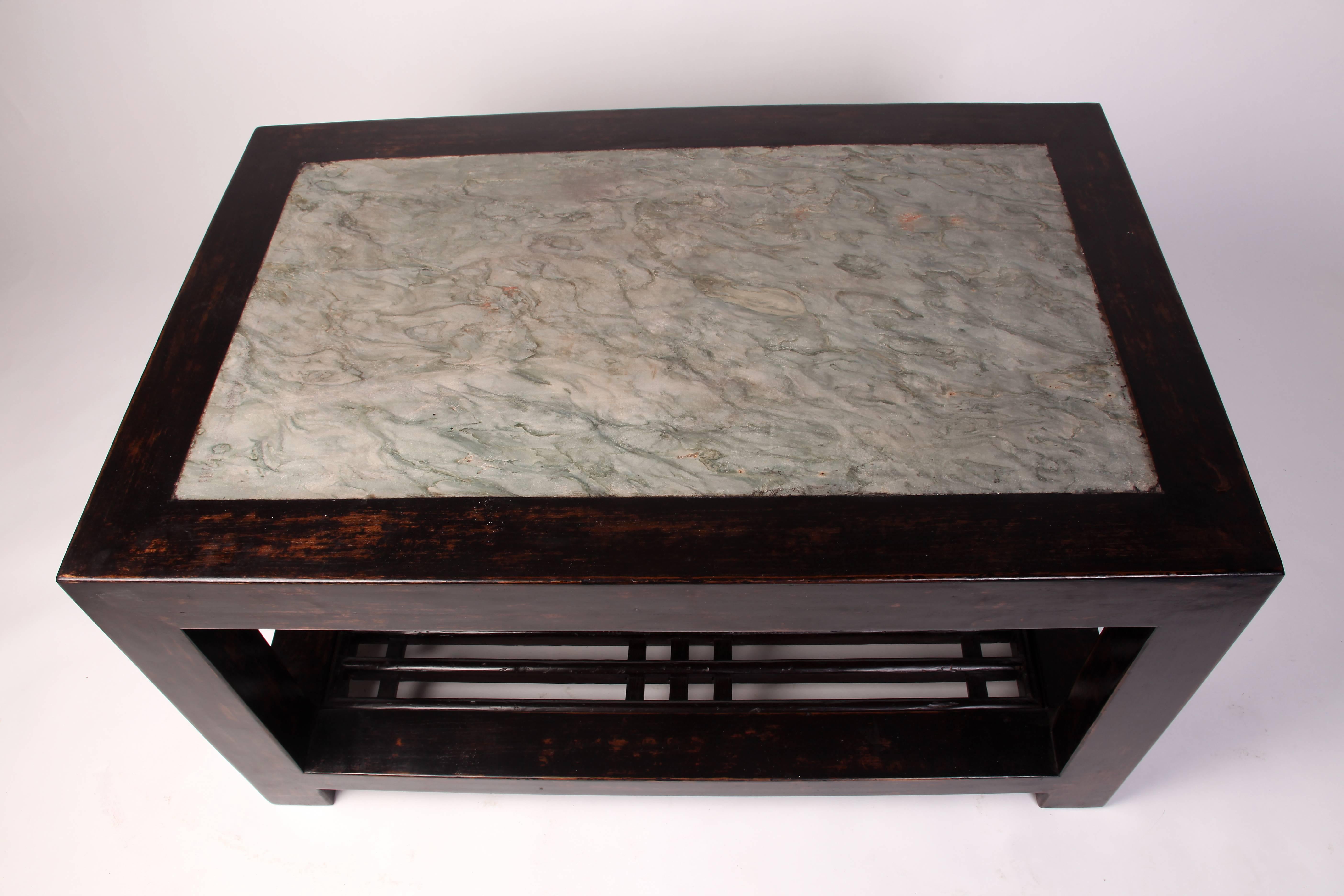 Elm Chinese Table with Stone Top
