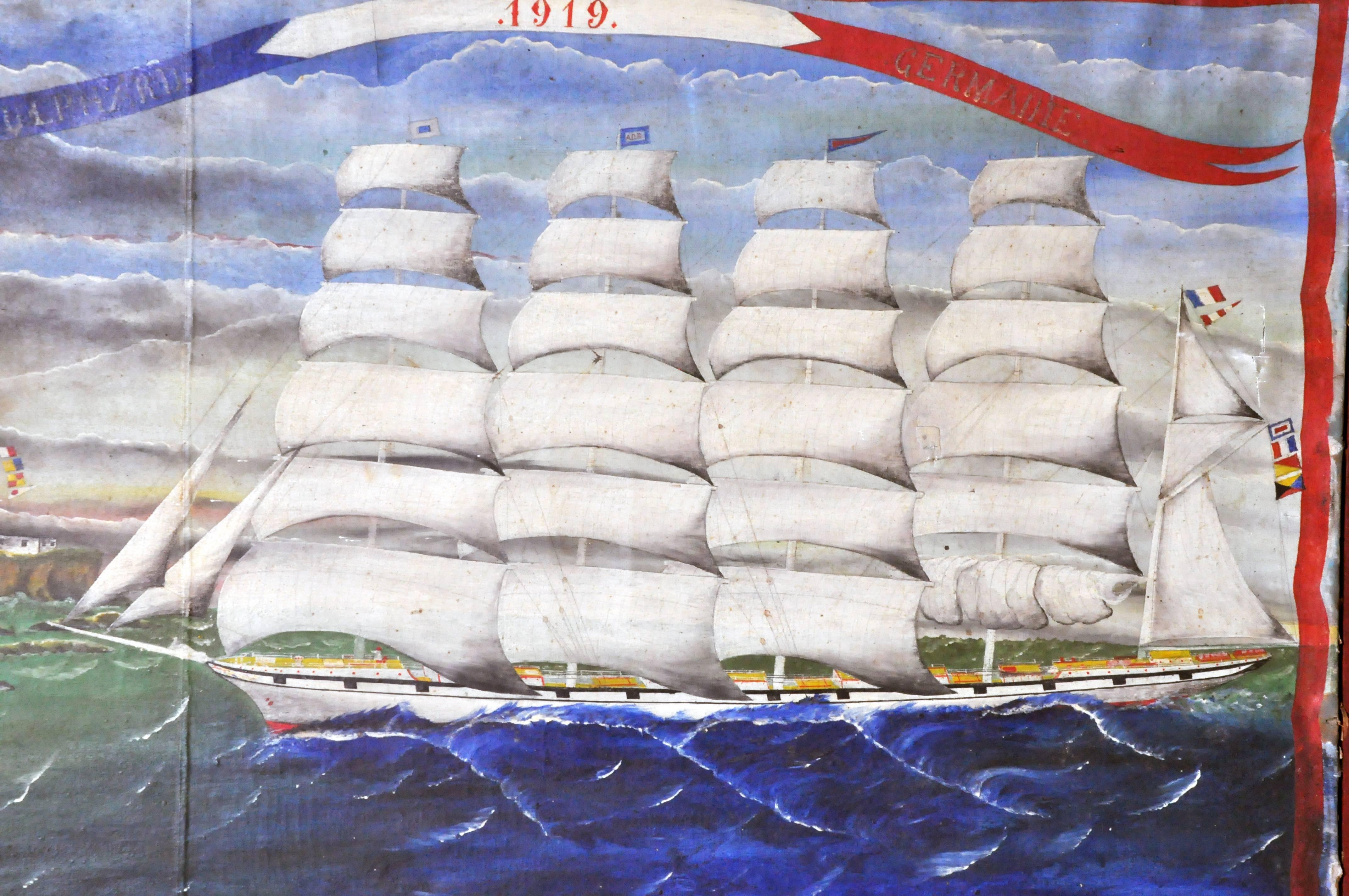 20th Century Painting of a Boat
