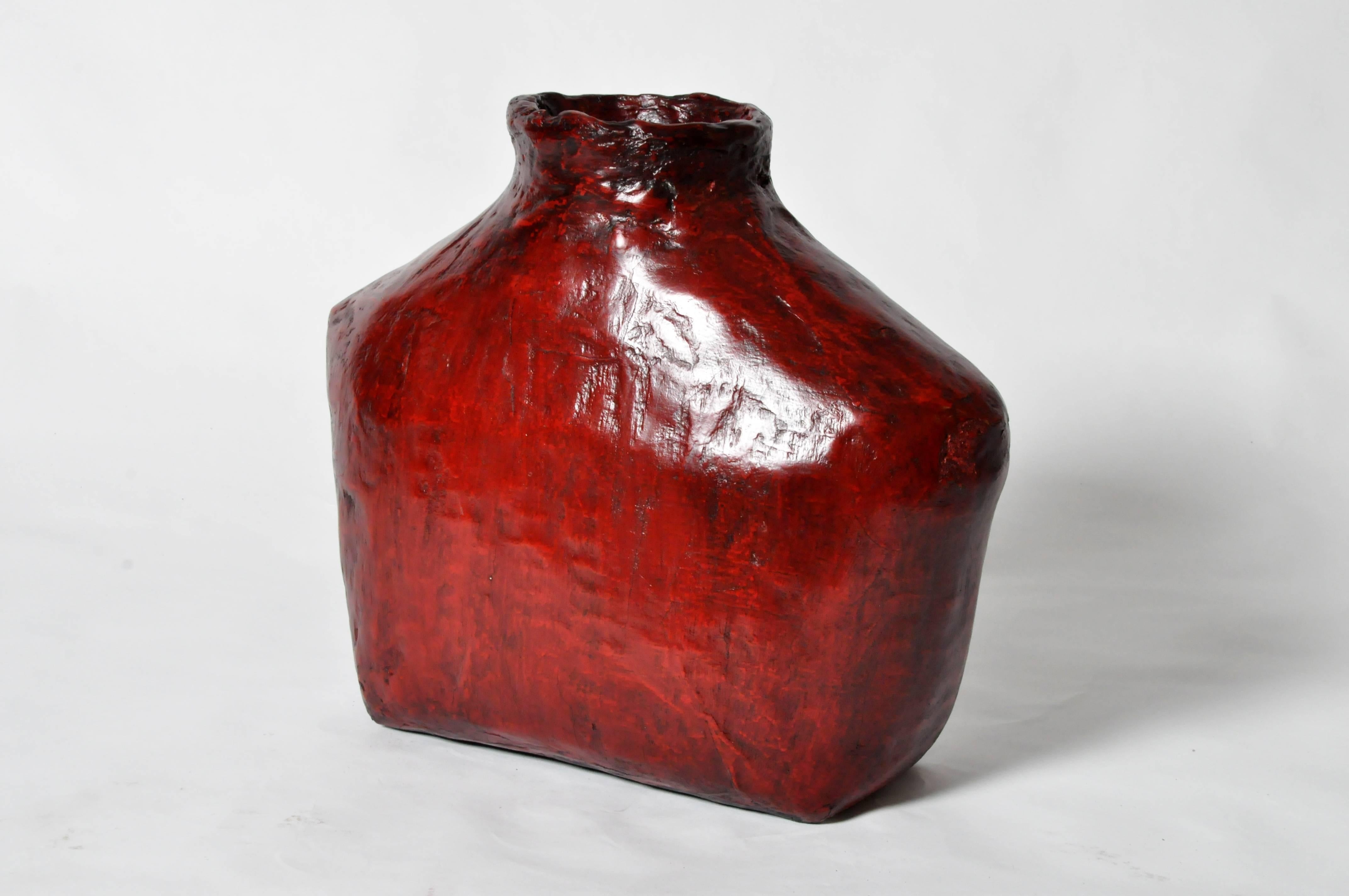 These Chinese red lacquered pots are from Guizhou, China and can be used as beautiful accessories accents.