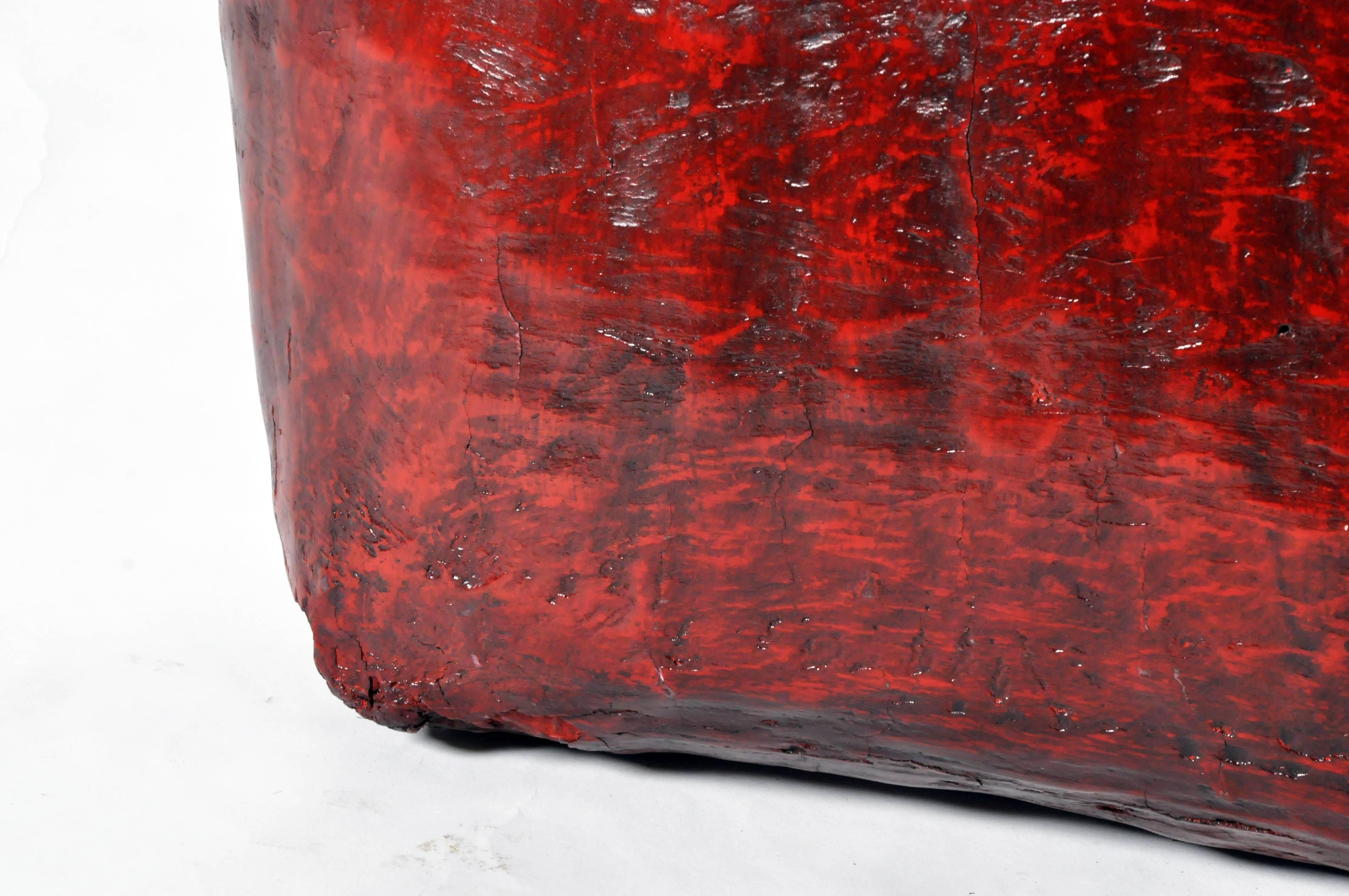 Chinese Red Lacquered Pot 5