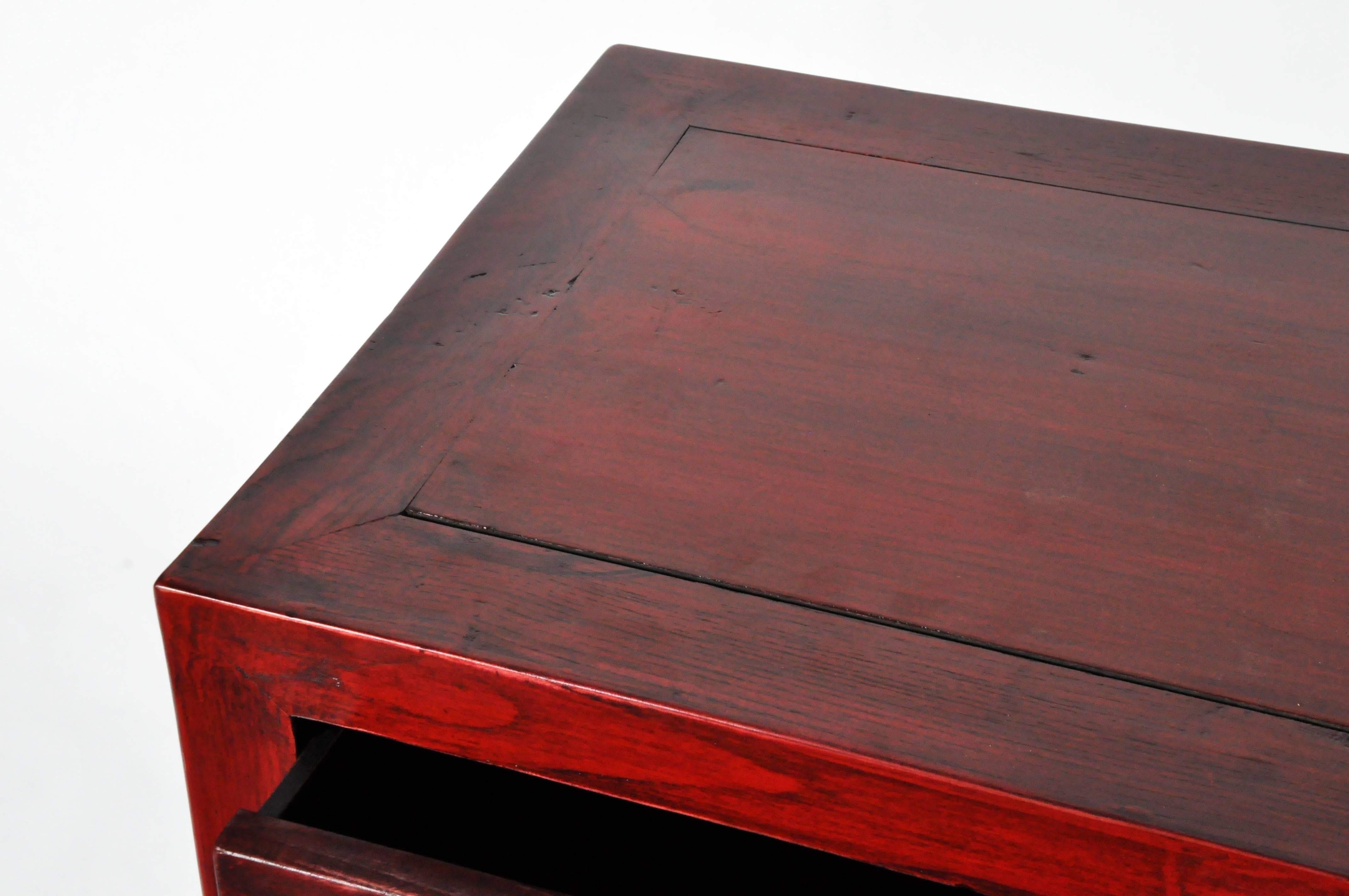 Red Lacquered Chinese Side Chest 1