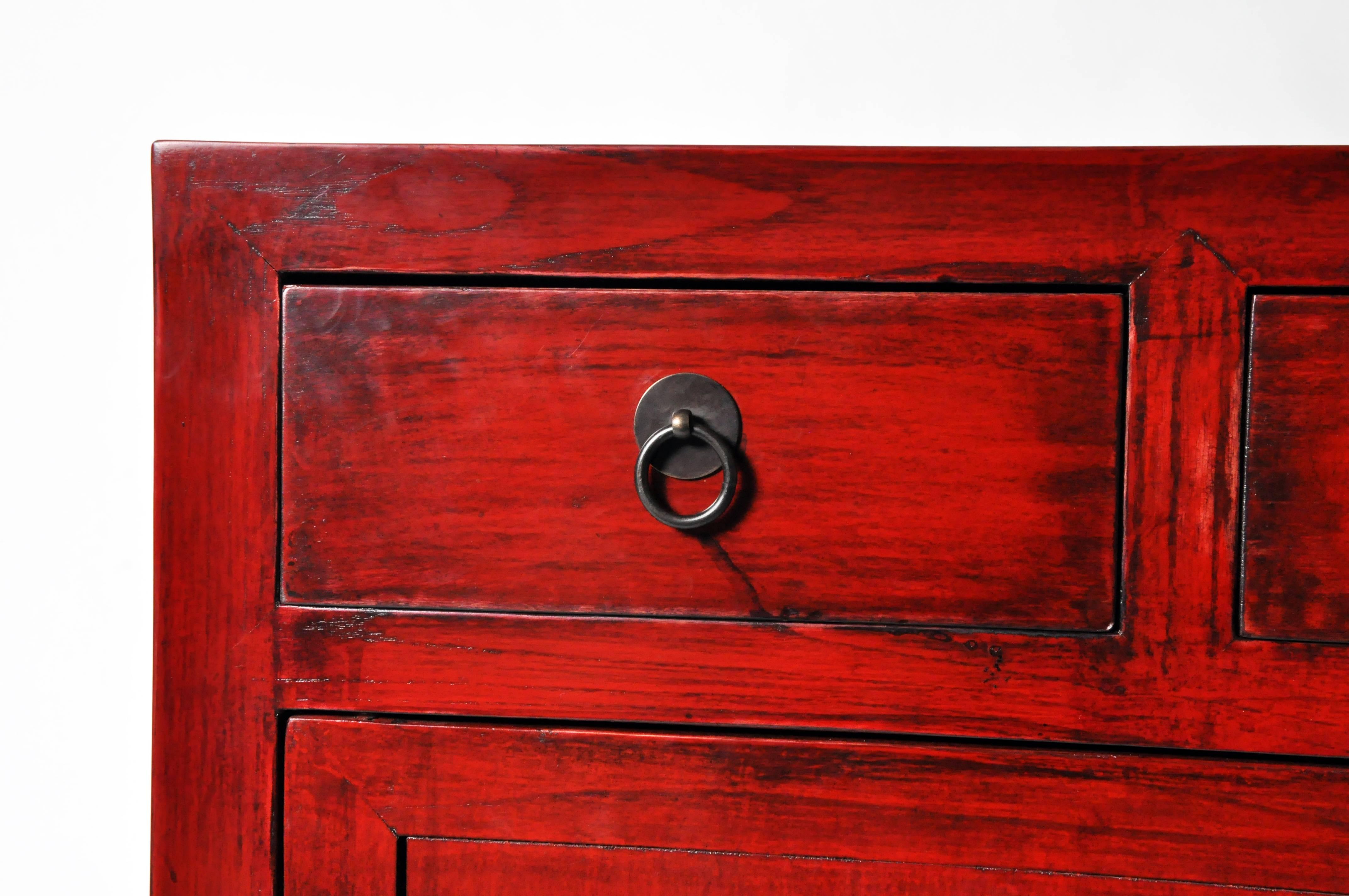 Red Lacquered Chinese Side Chest 3