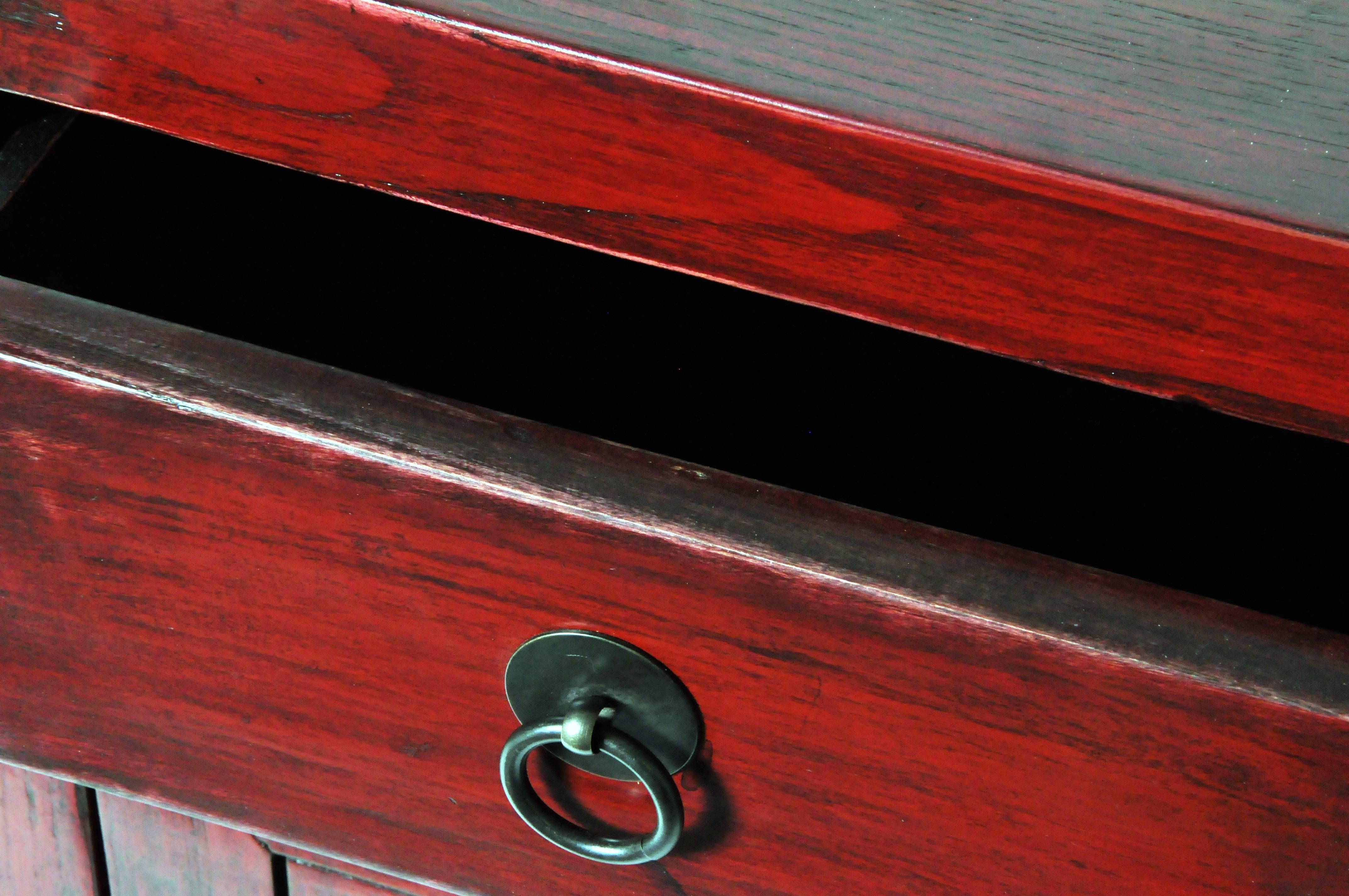 Red Lacquered Chinese Side Chest 5