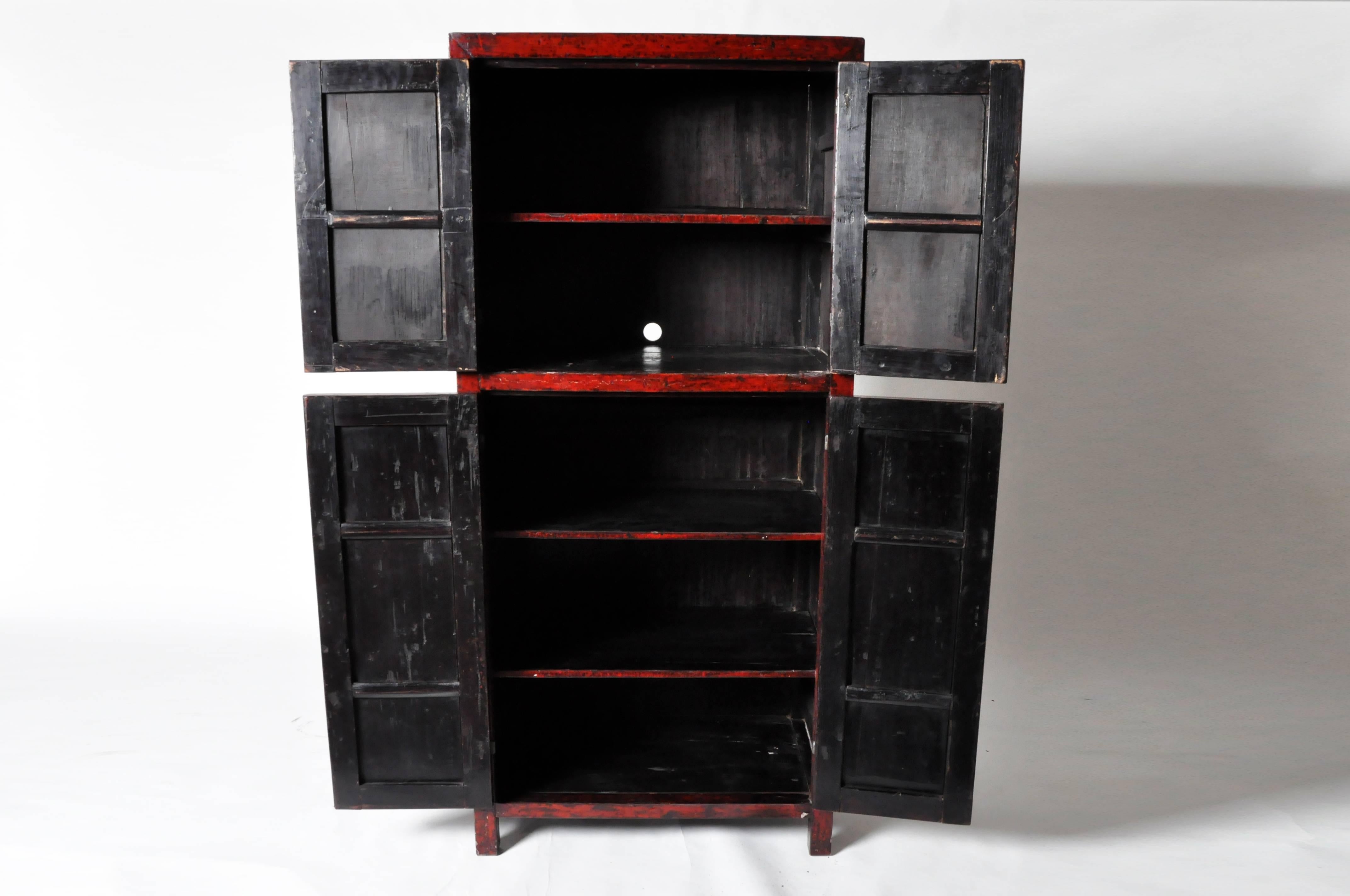 19th Century Red Lacquered Chinese Cabinet