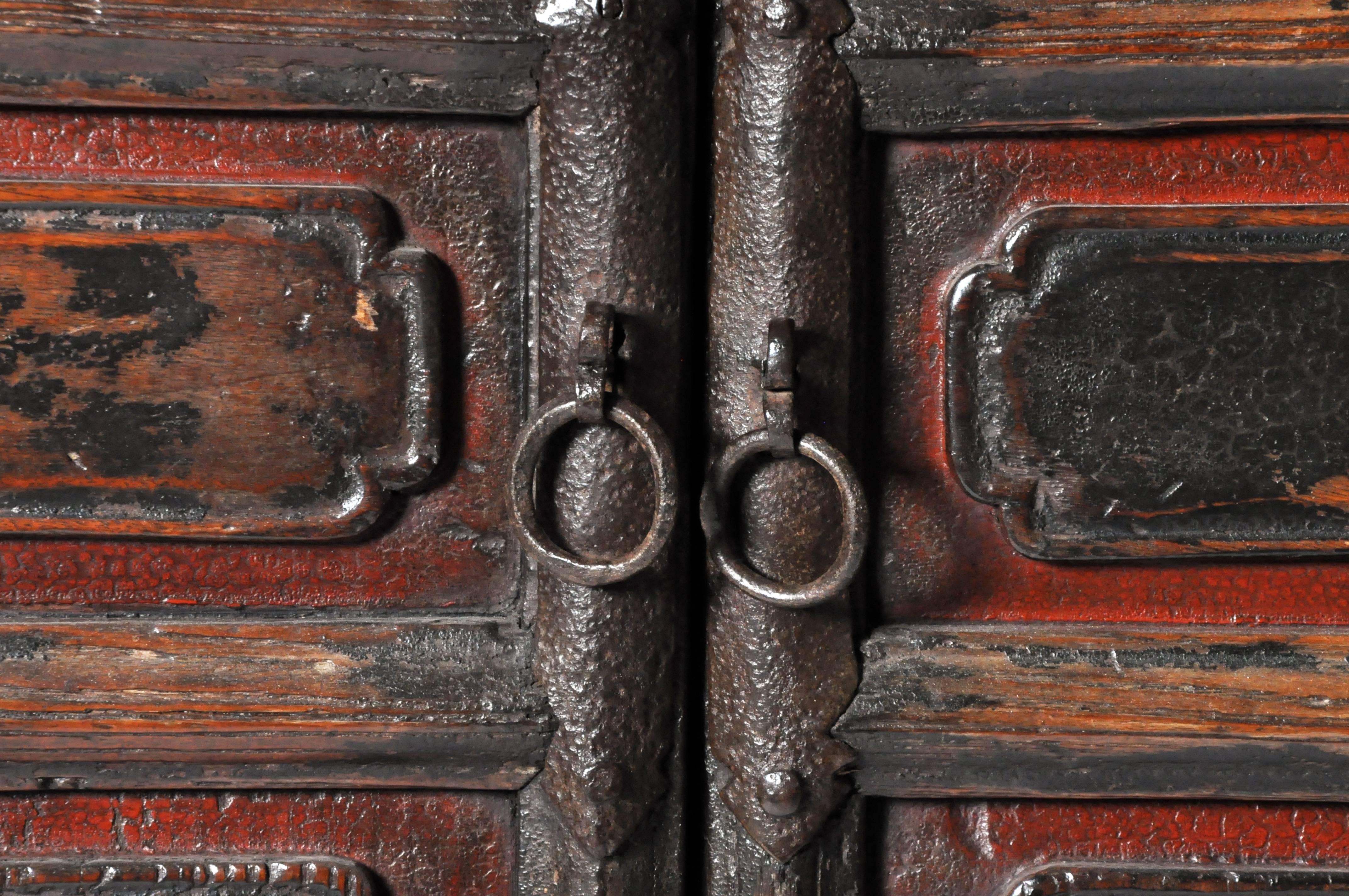 Chinese Oxblood Lacquer Cabinet with Bi-Fold Doors 3