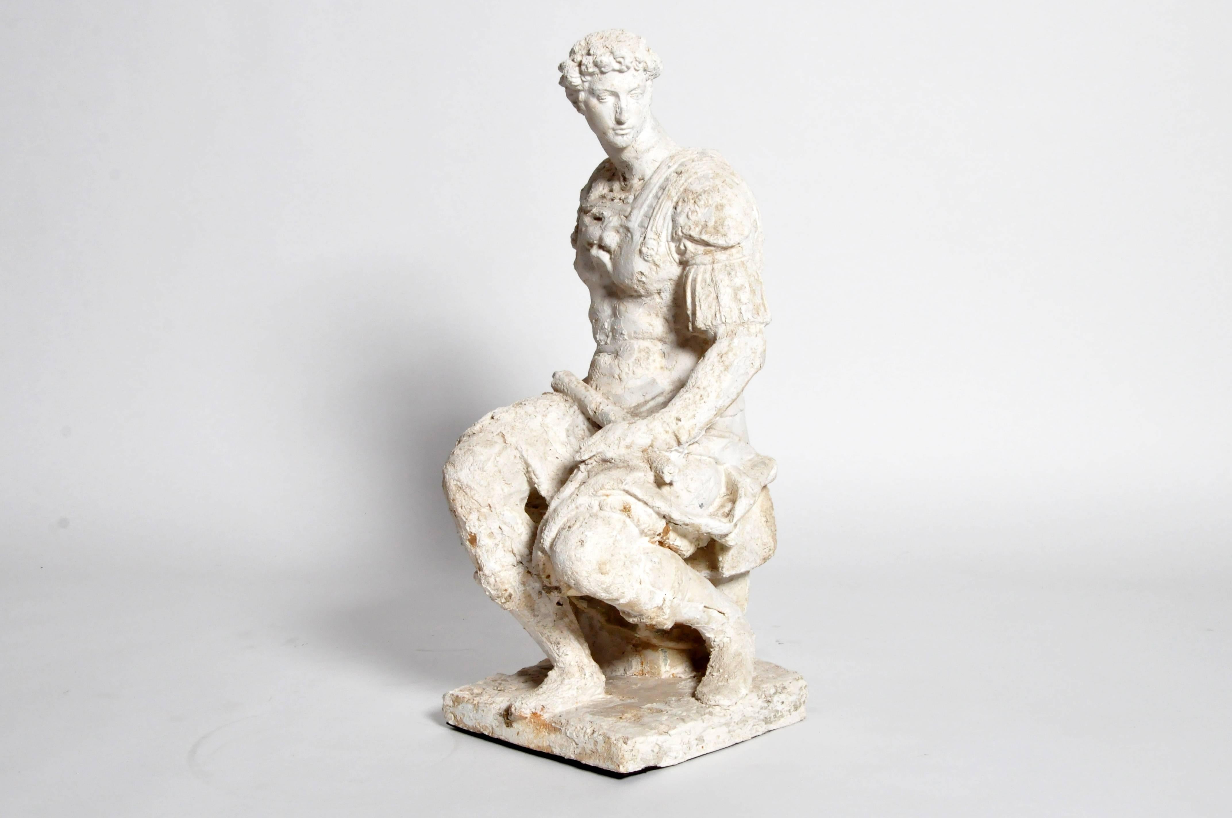 This impressive garden statue of a seated Roman soldier is from Paris, France and is made from plaster. Roman soldiers were part of the Roman army throughout the duration of Ancient Rome, from the Roman Kingdom (to c. 500 BC) to the Roman Republic