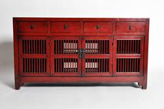 Red Chinese Spindle Side Chest