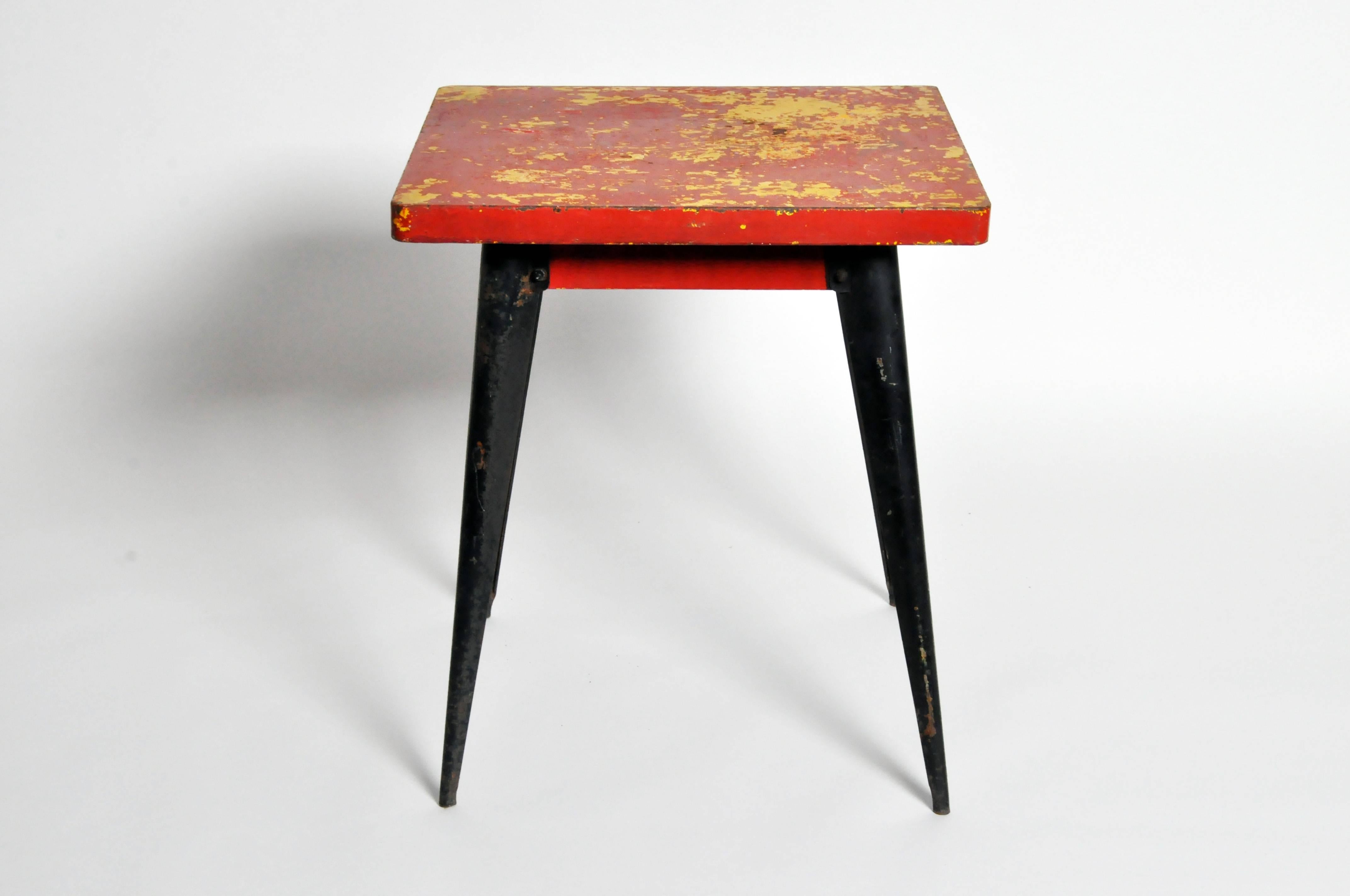 Red Metal Outdoor Cafe Table by Tolix In Good Condition In Chicago, IL