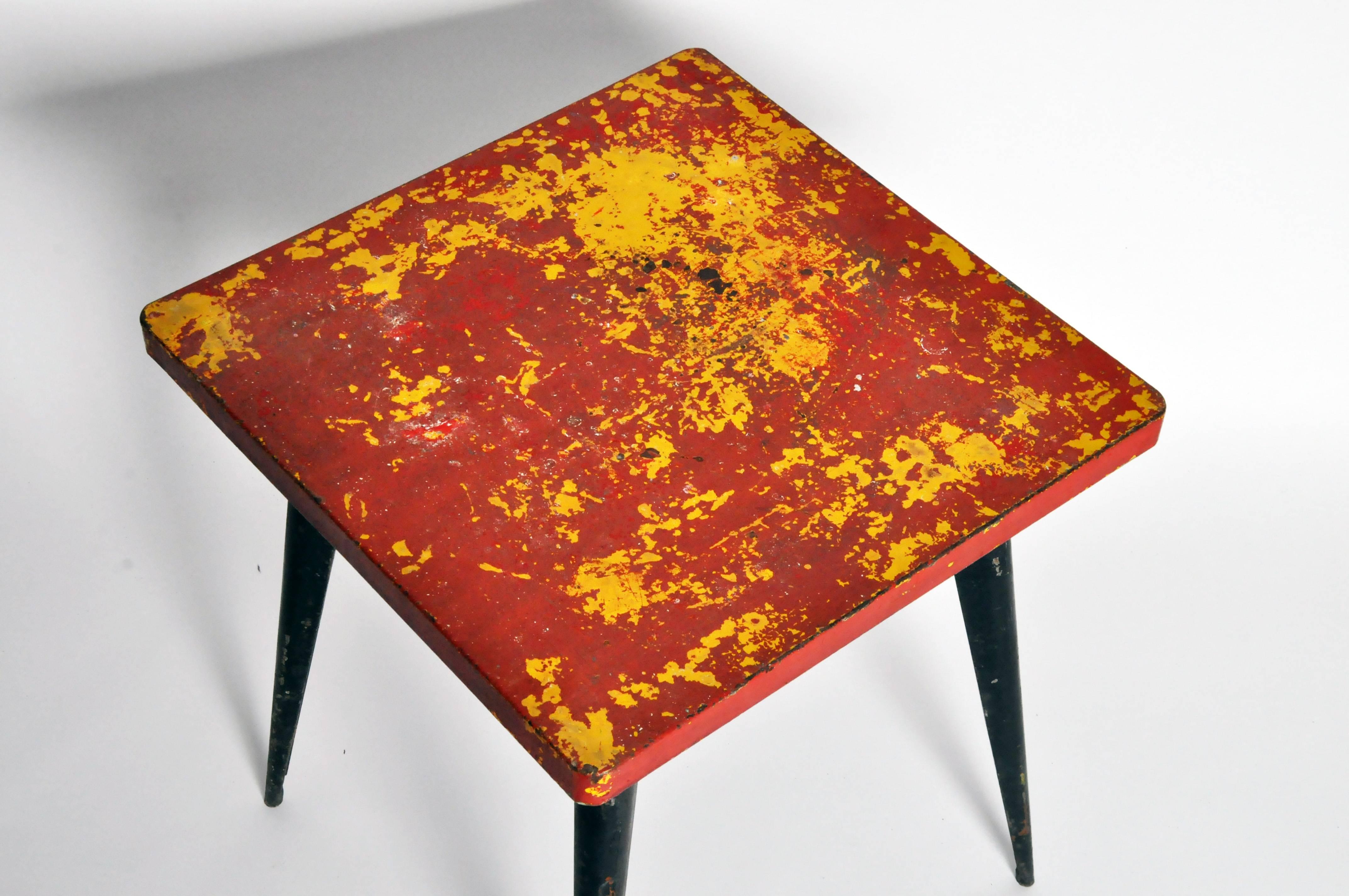 20th Century Red Metal Outdoor Cafe Table by Tolix