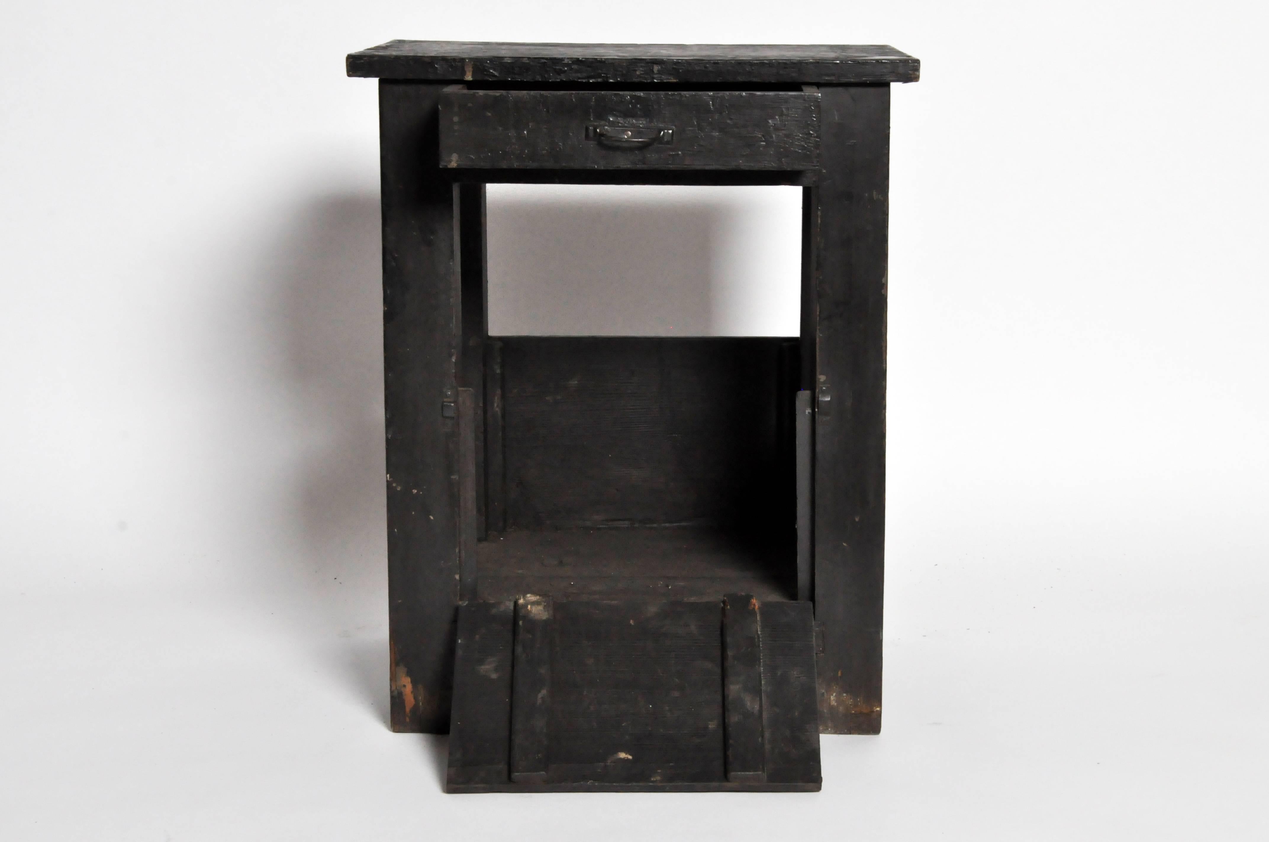 Blackened Pair of Bedside Tables