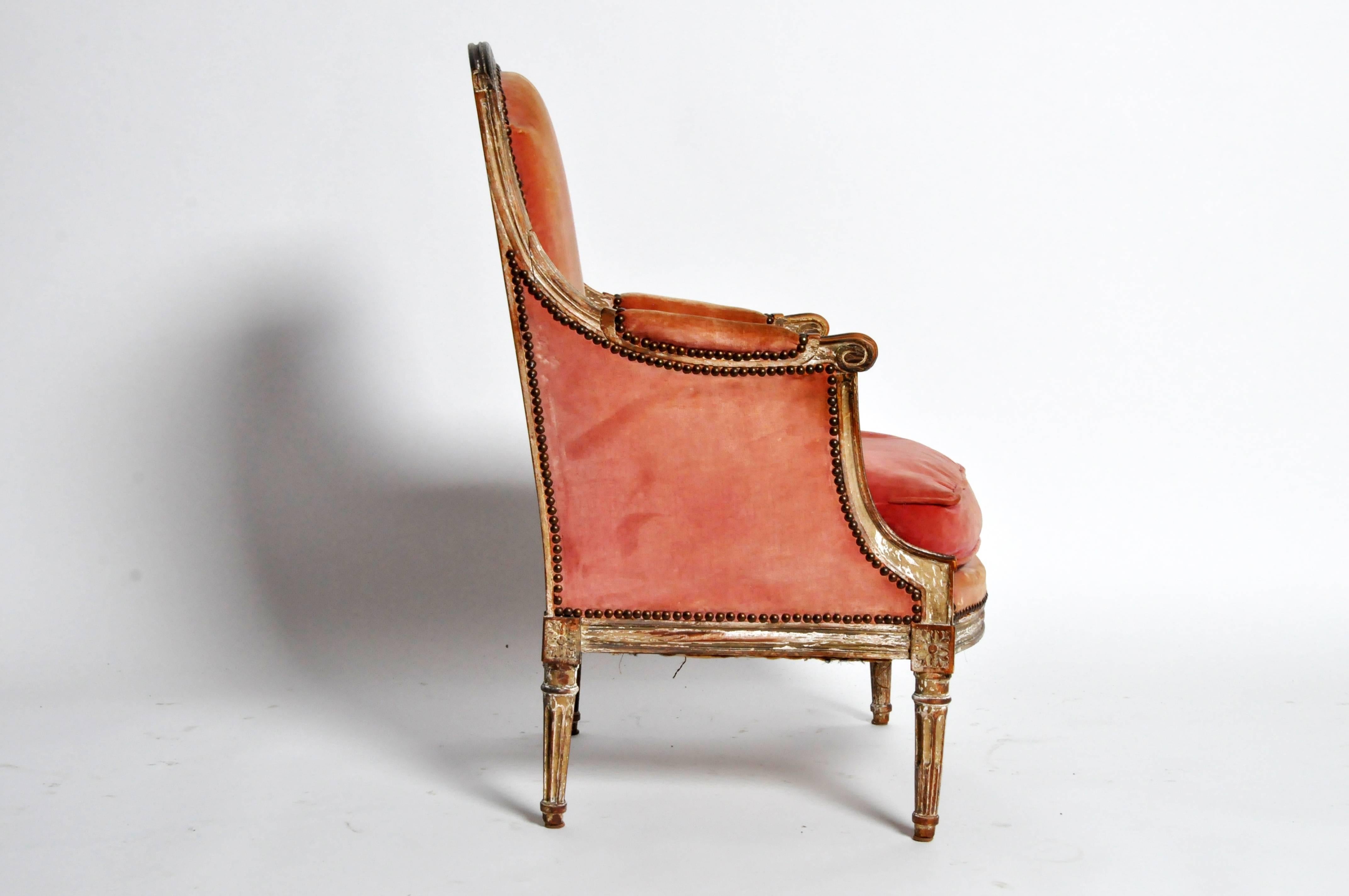 Pair of Louis XVI Style Bergere Armchairs In Good Condition In Chicago, IL