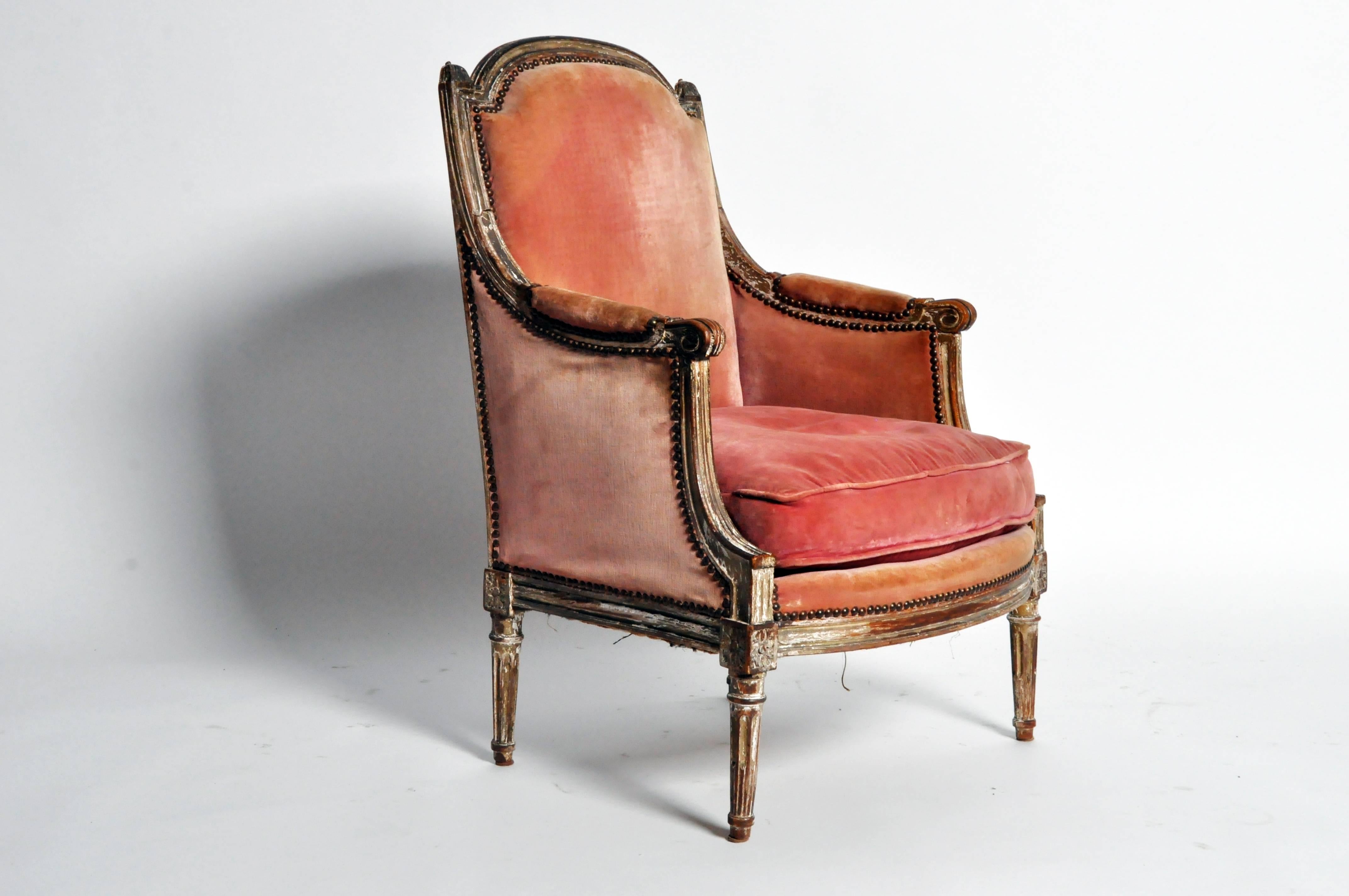 French Pair of Louis XVI Style Bergere Armchairs