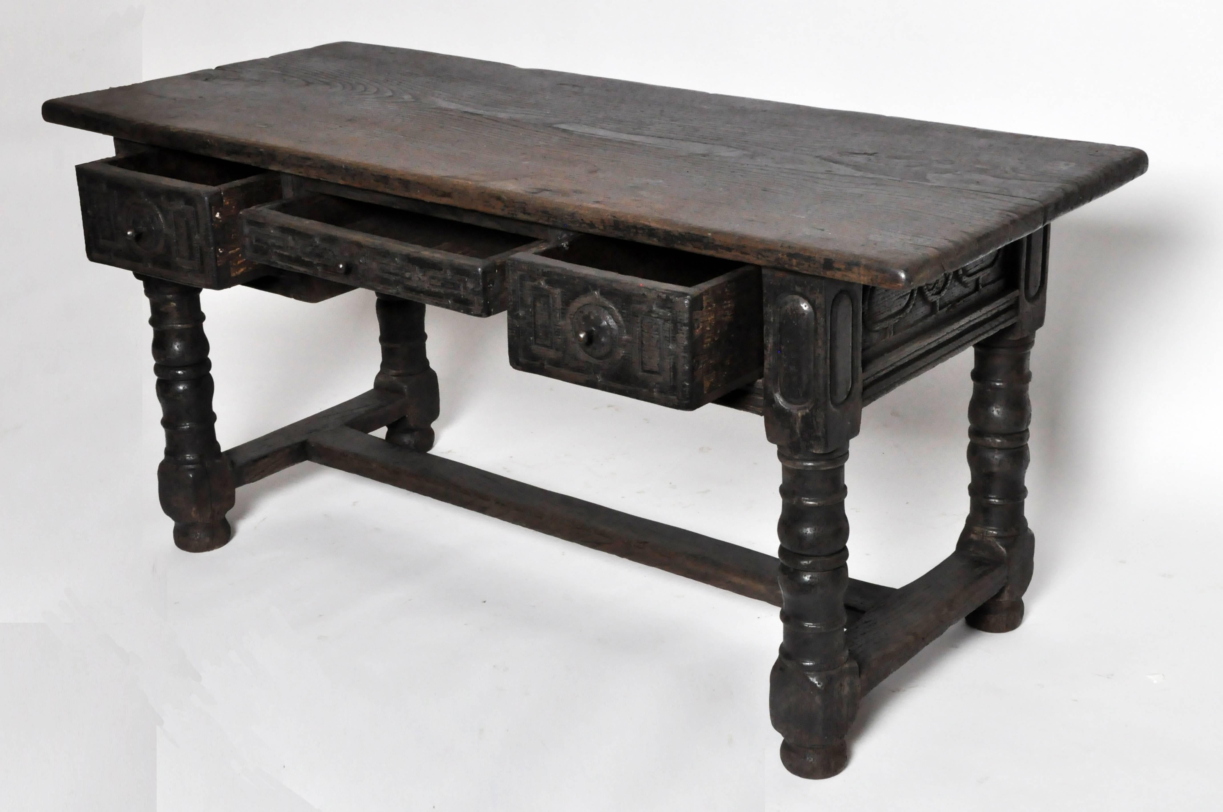 18th Century and Earlier Desk with Three Drawers from Pyrenees Region