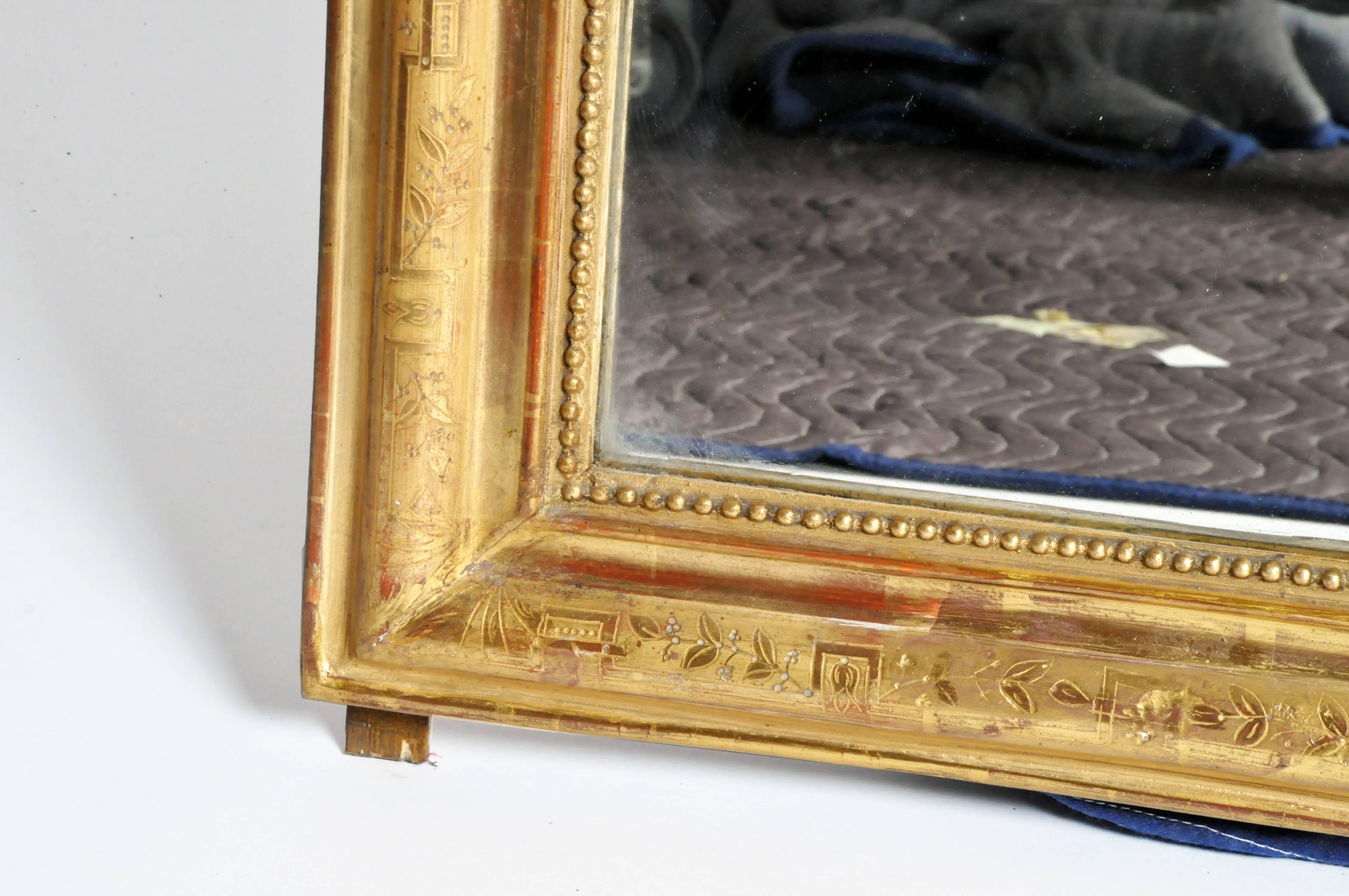 Gilded Pinewood Mirror with Original Glass 3