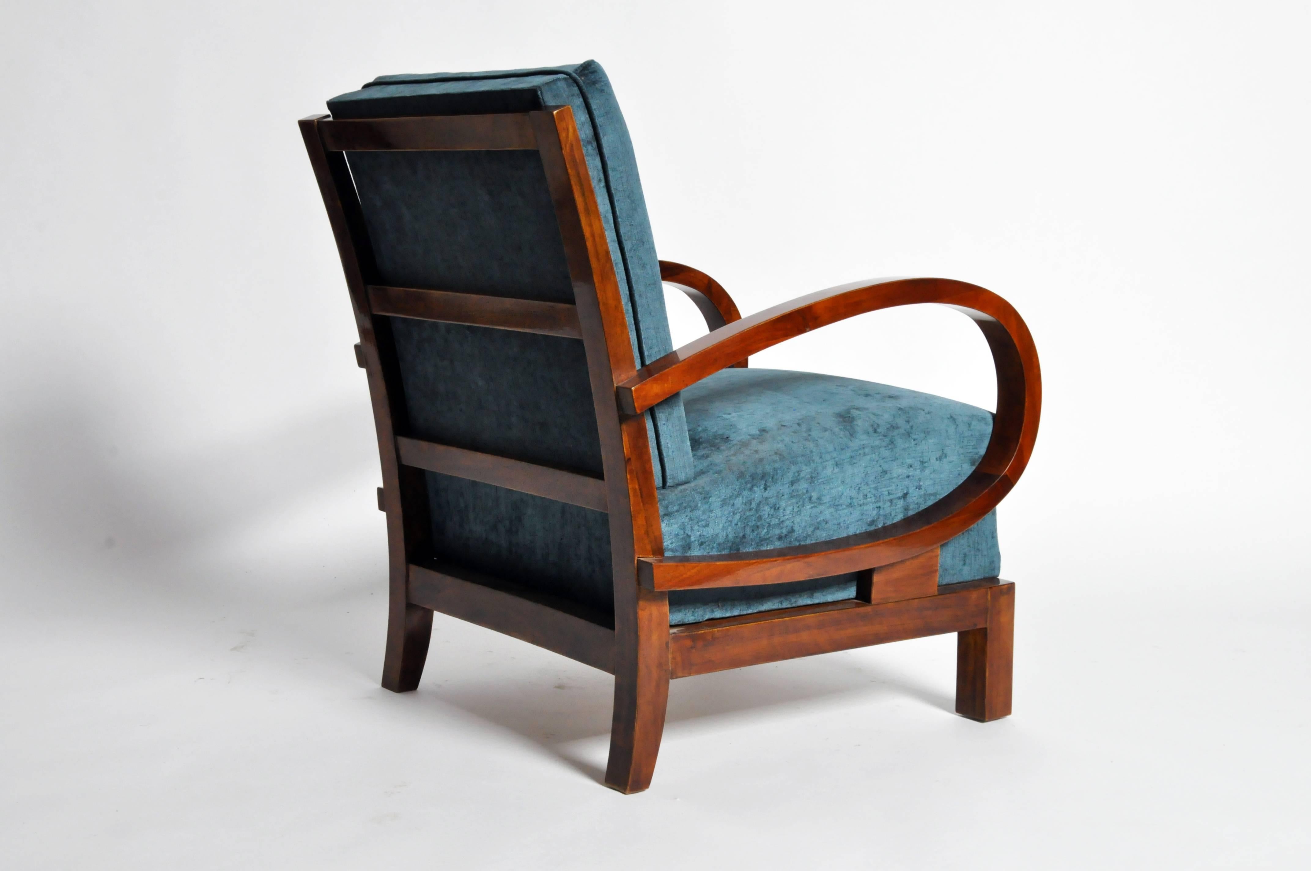 20th Century Pair of Solid Walnut Hungarian Armchairs