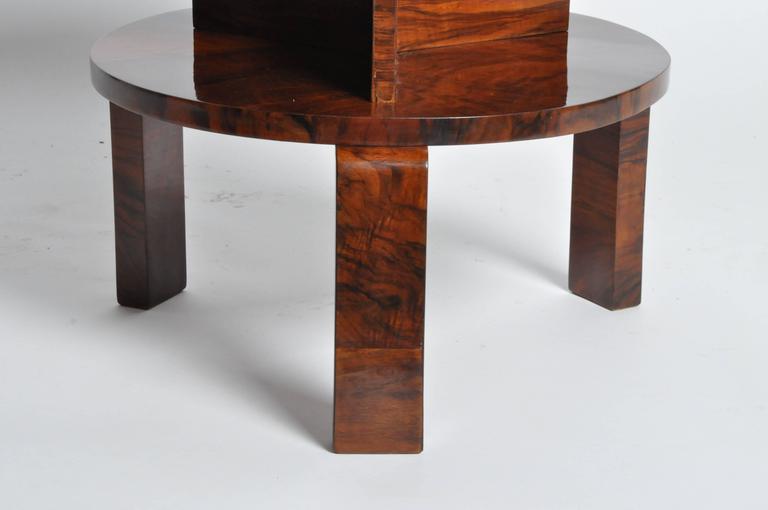 Art Deco Round Table with Shelf at 1stDibs
