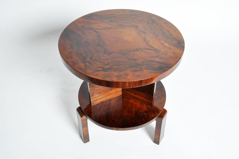 Art Deco Round Table with Shelf at 1stDibs