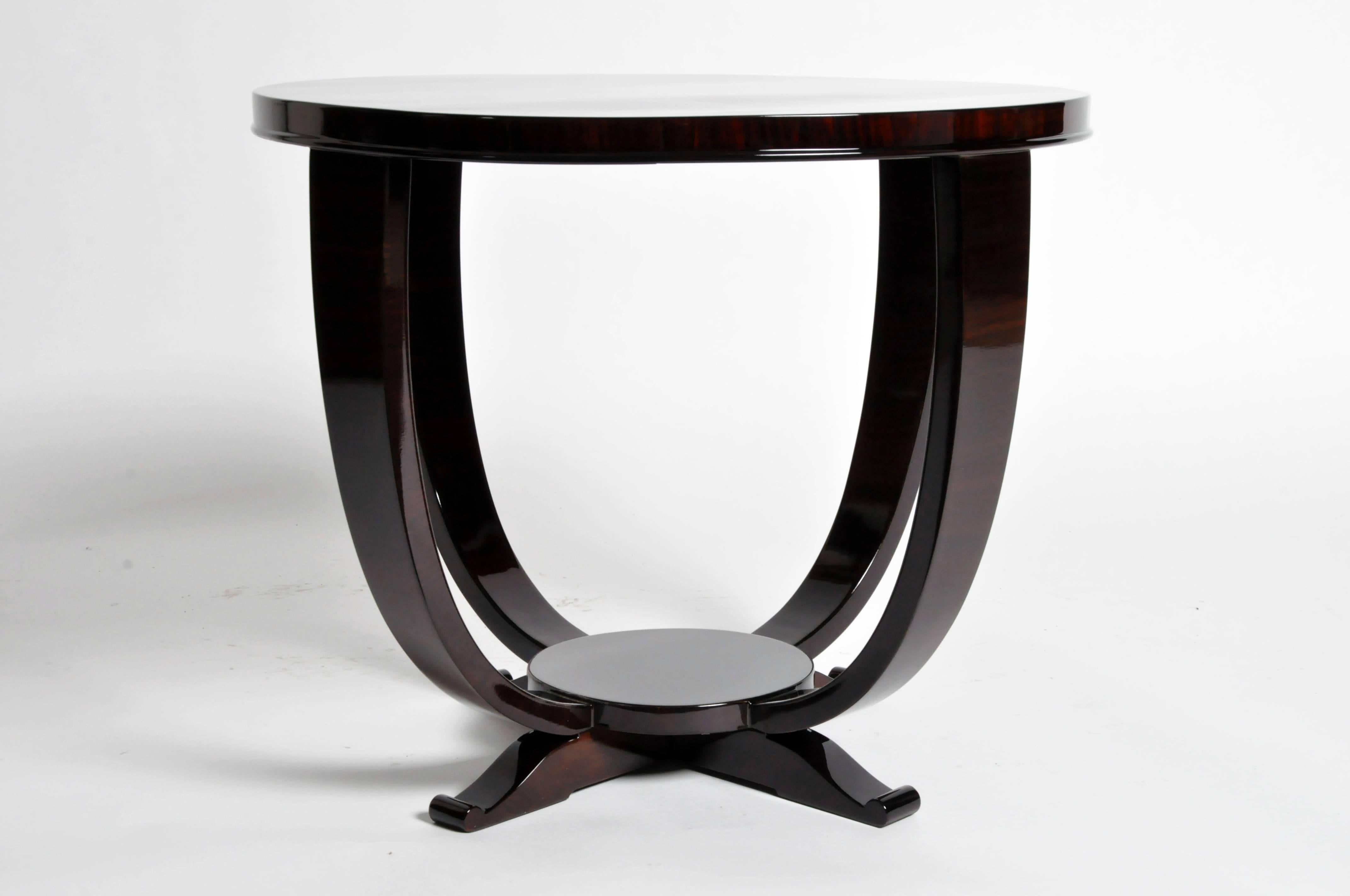 Hungarian Art Deco Style Round Table with Walnut Veneer