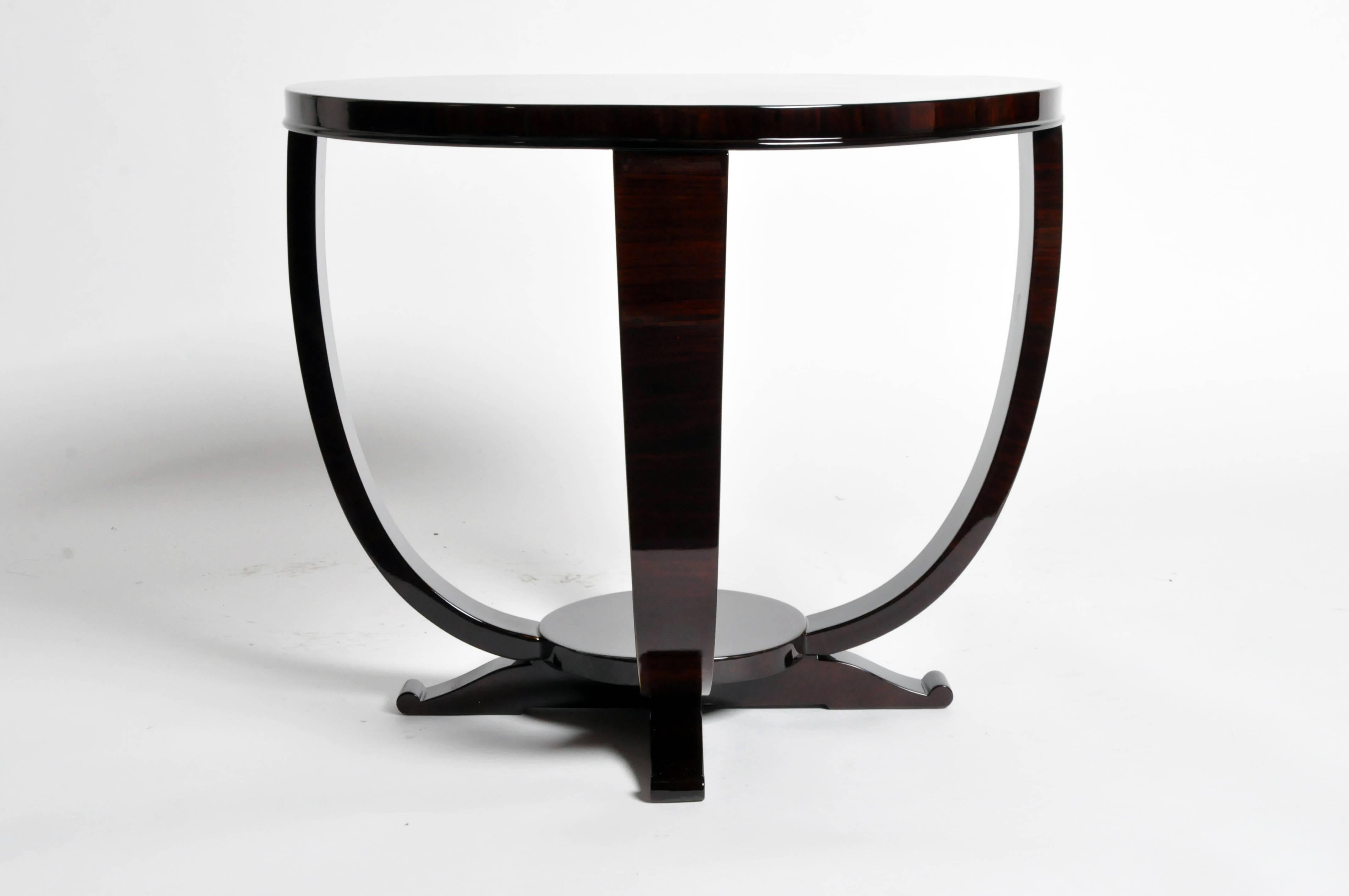 This impressive newly made round table is from Hungary and is made from walnut veneer.