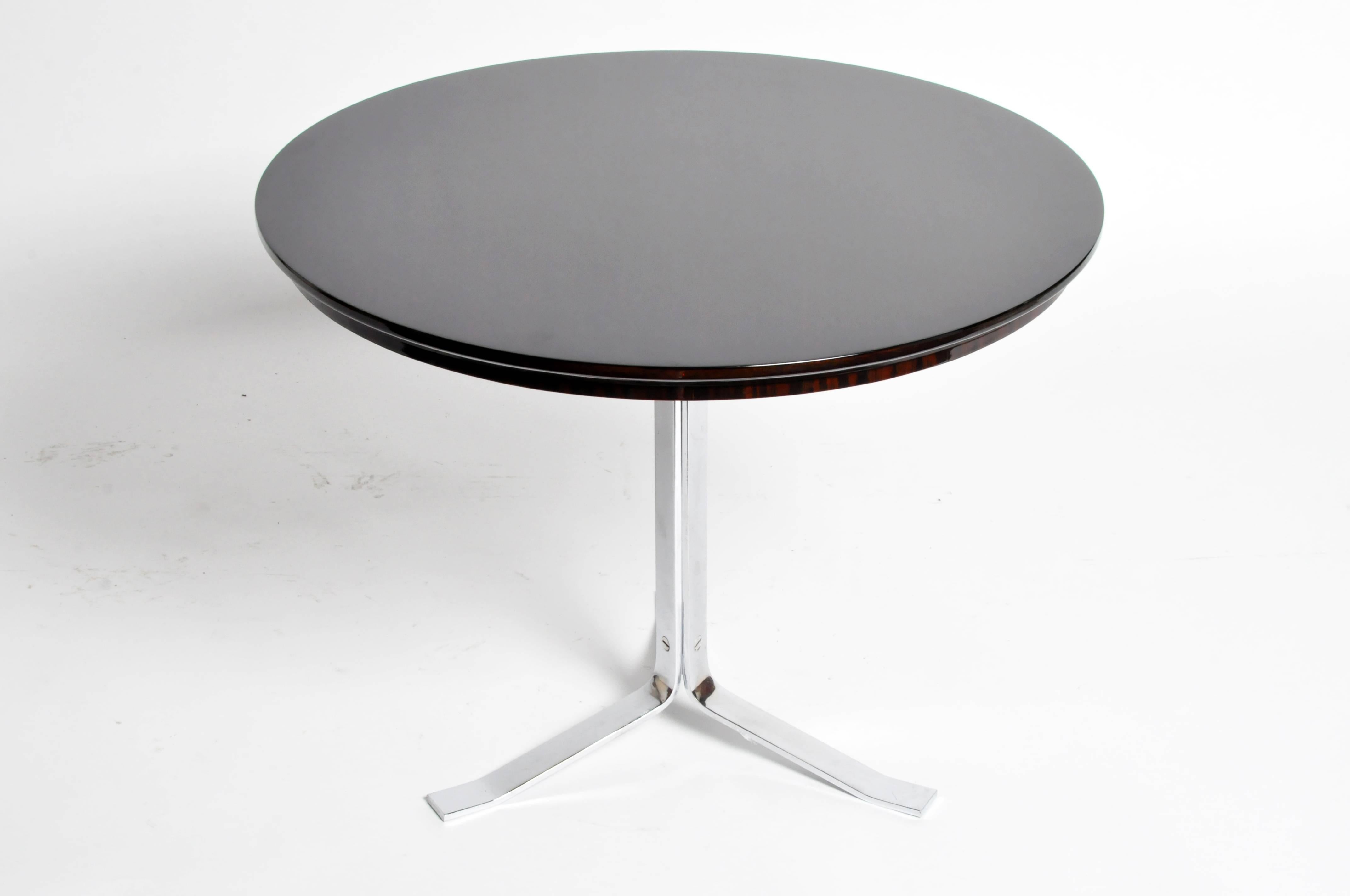 French Round Table with Metal Legs and New Veneer Top