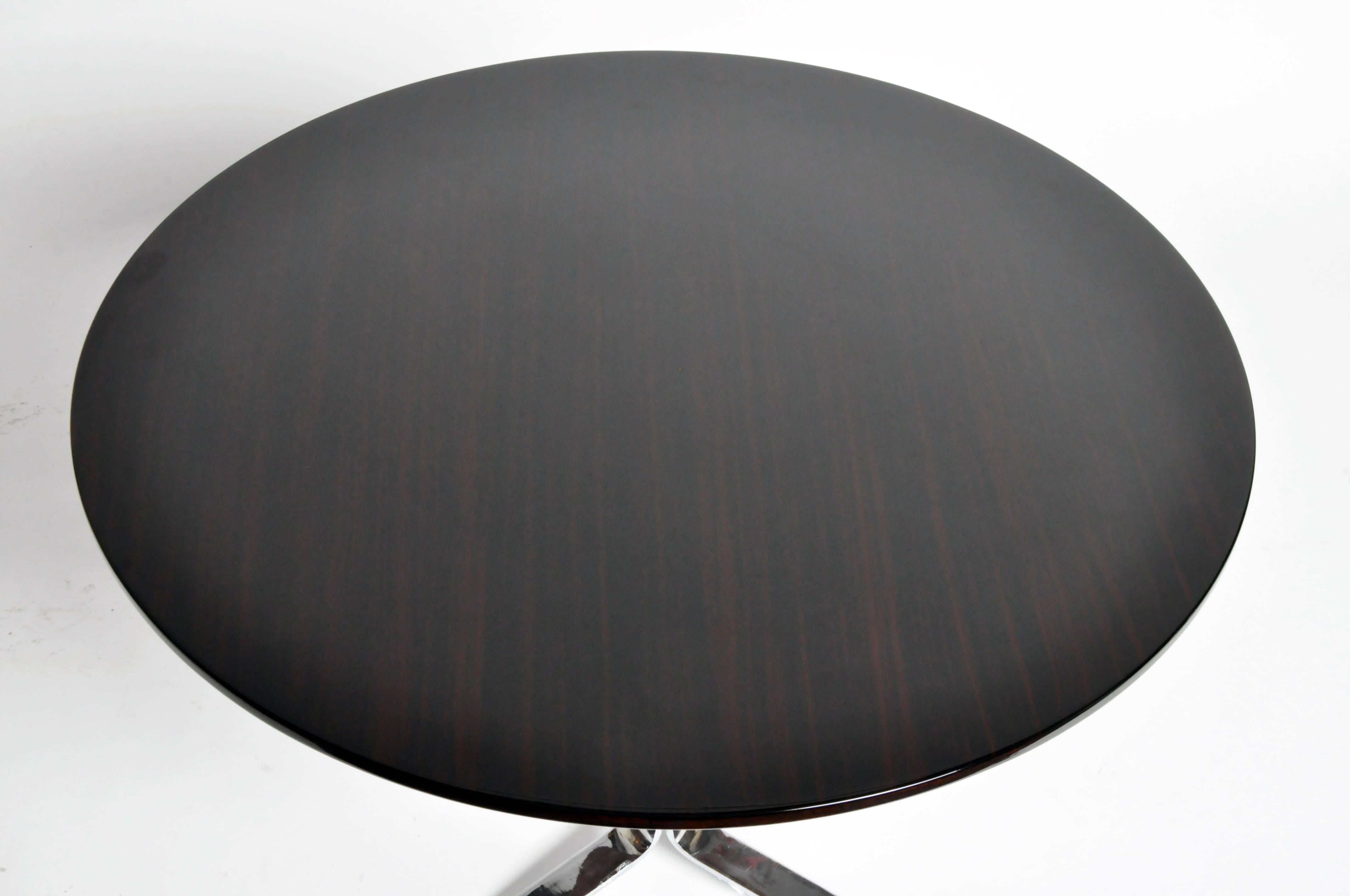 20th Century Round Table with Metal Legs and New Veneer Top