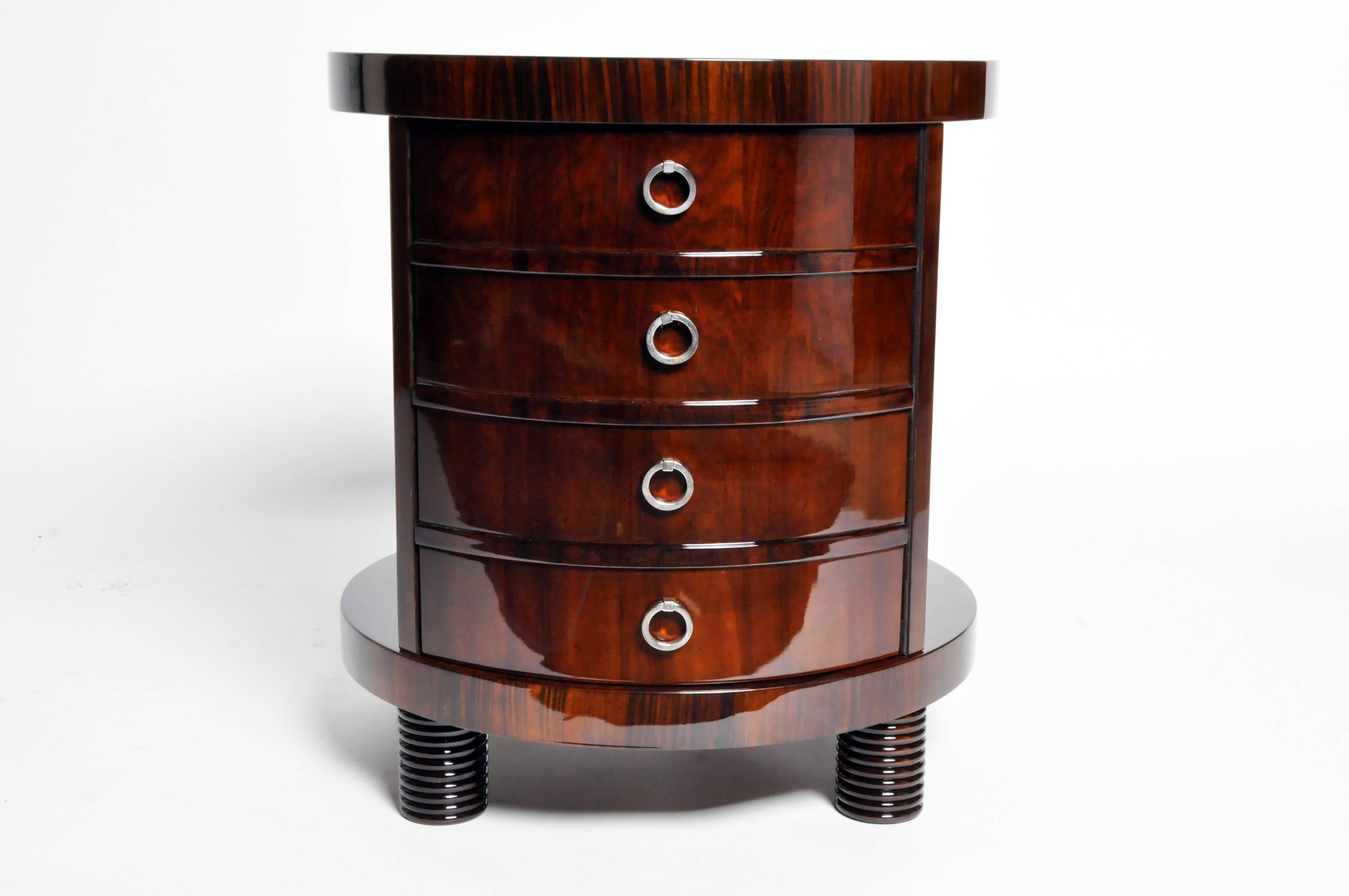 Veneer Round Side Table with Shelf