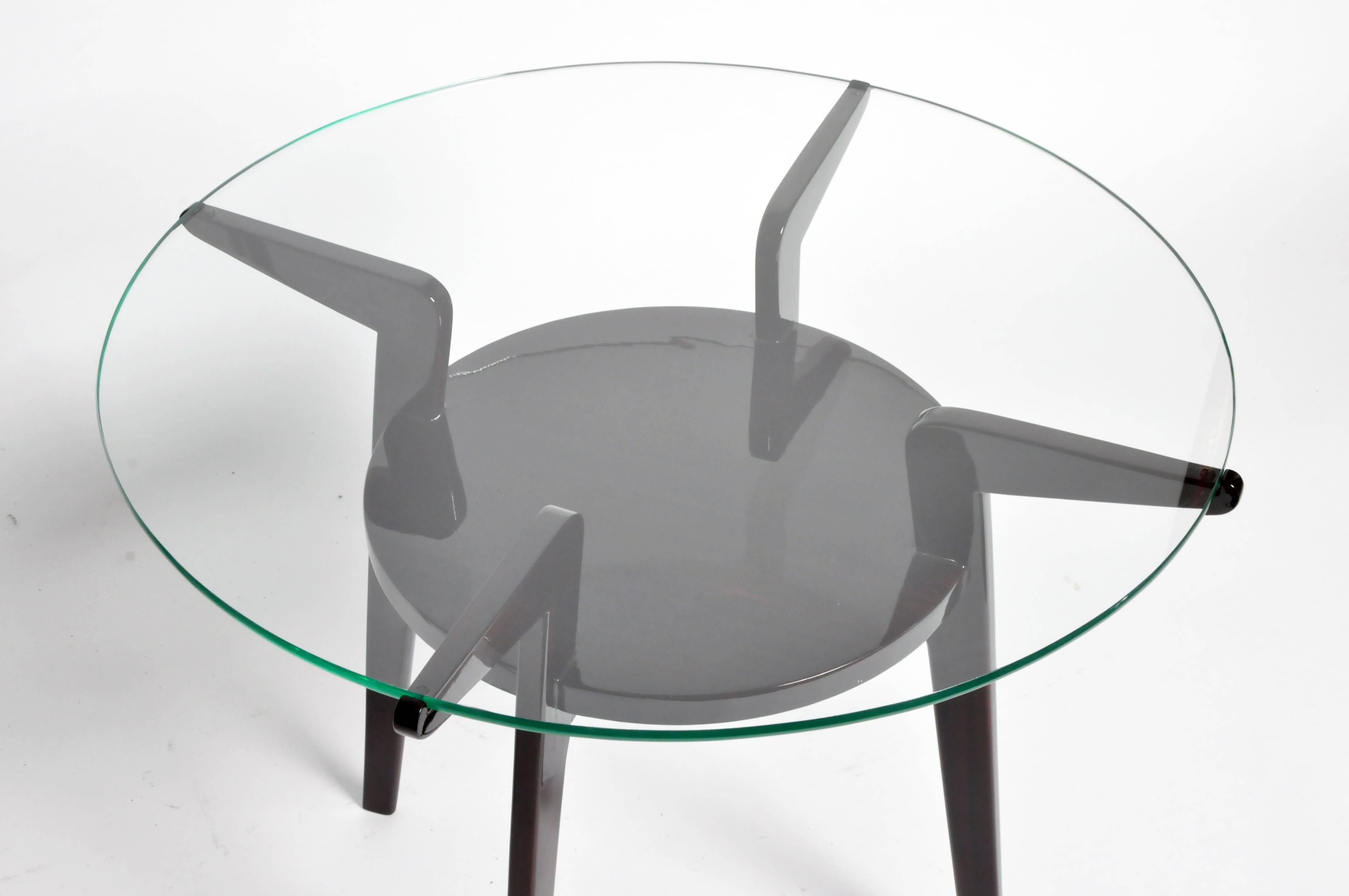 Mid-Century French Glass Top Round Tables 1