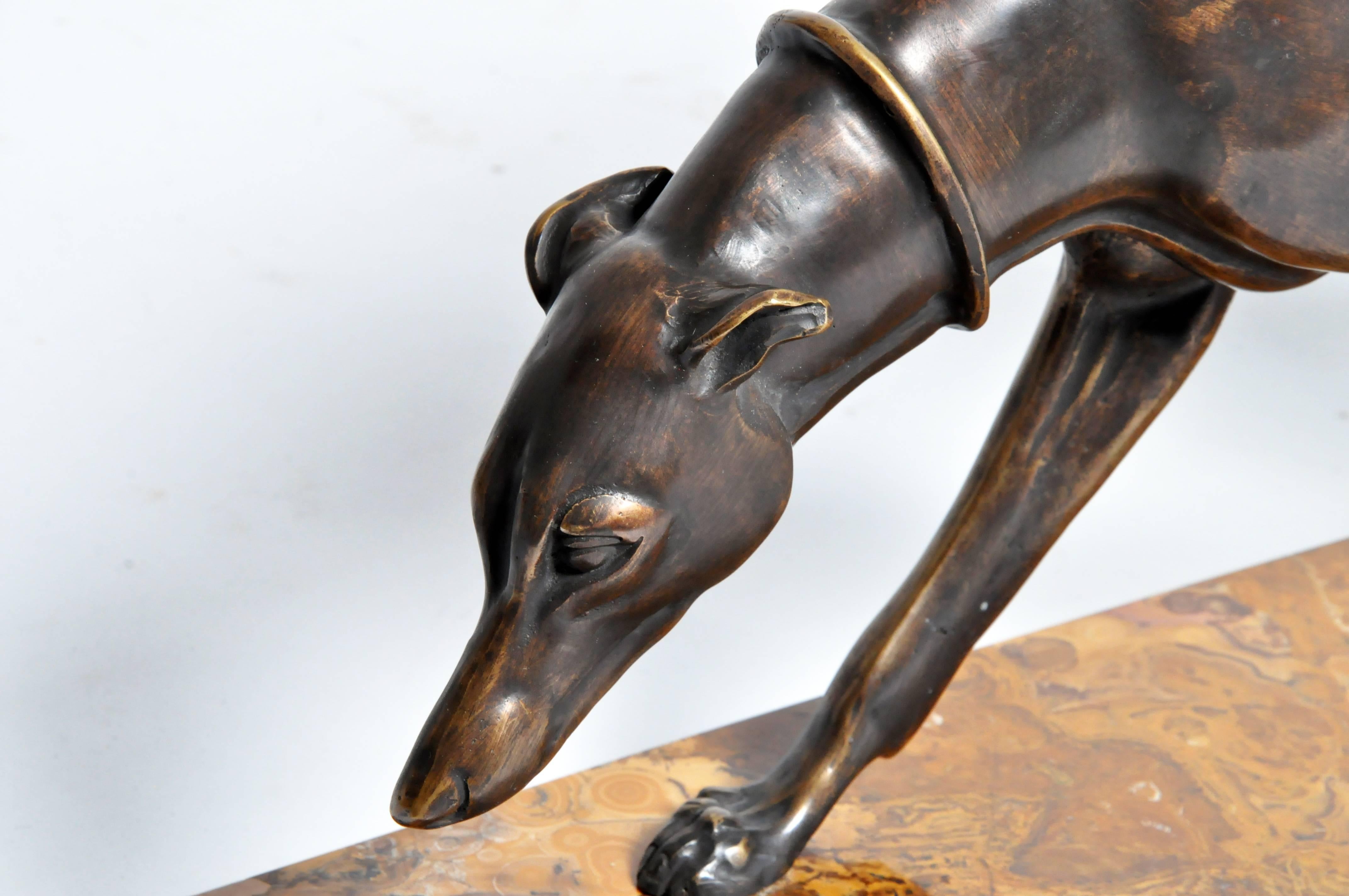Art Deco Bronze Greyhound Sculpture by Irénée René Rochard 2