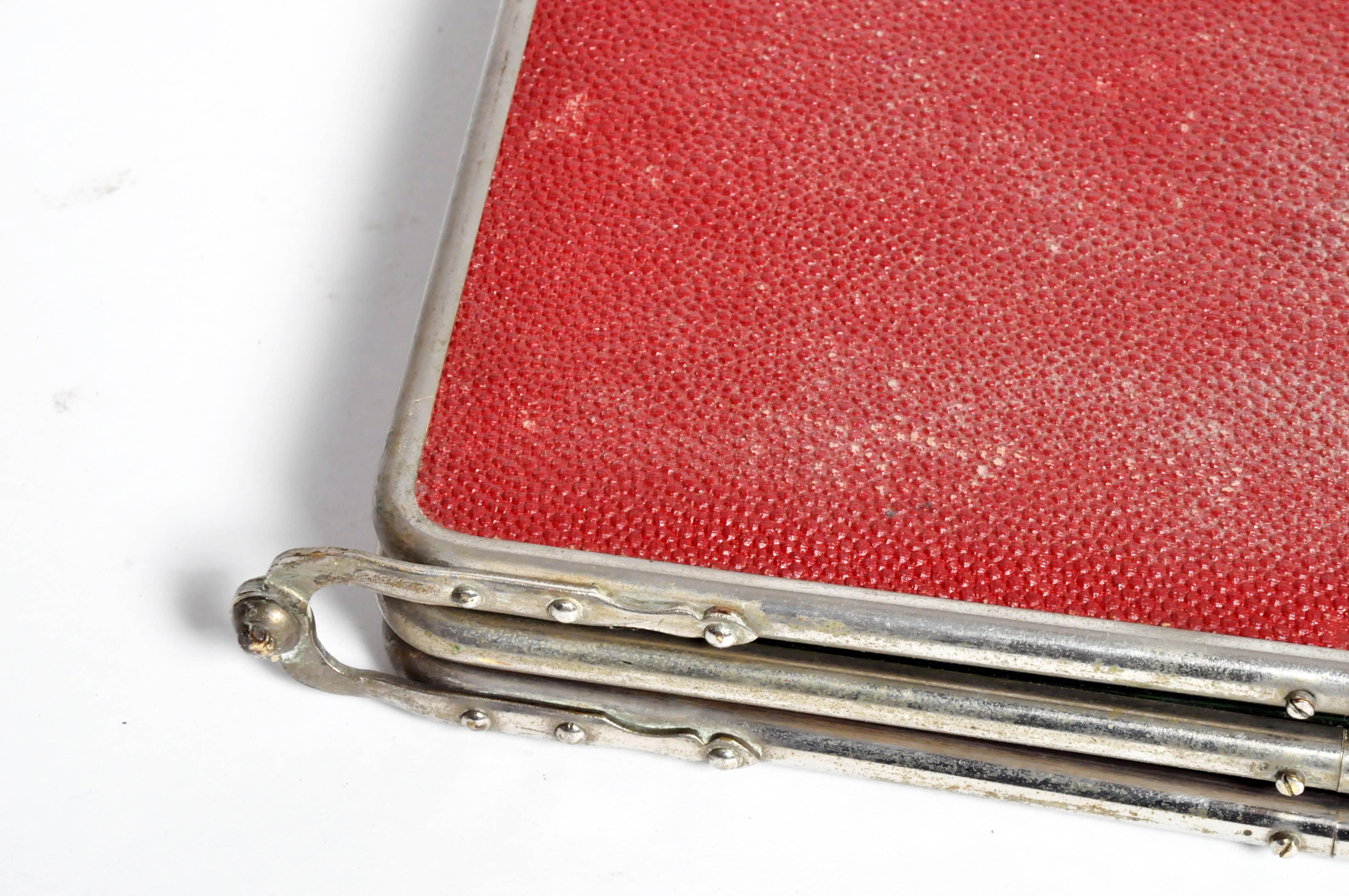 Miroir de voyage pliant avec couvercle en cuir en vente 3