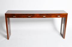 Four-Drawer Console Table with Metal Inlay