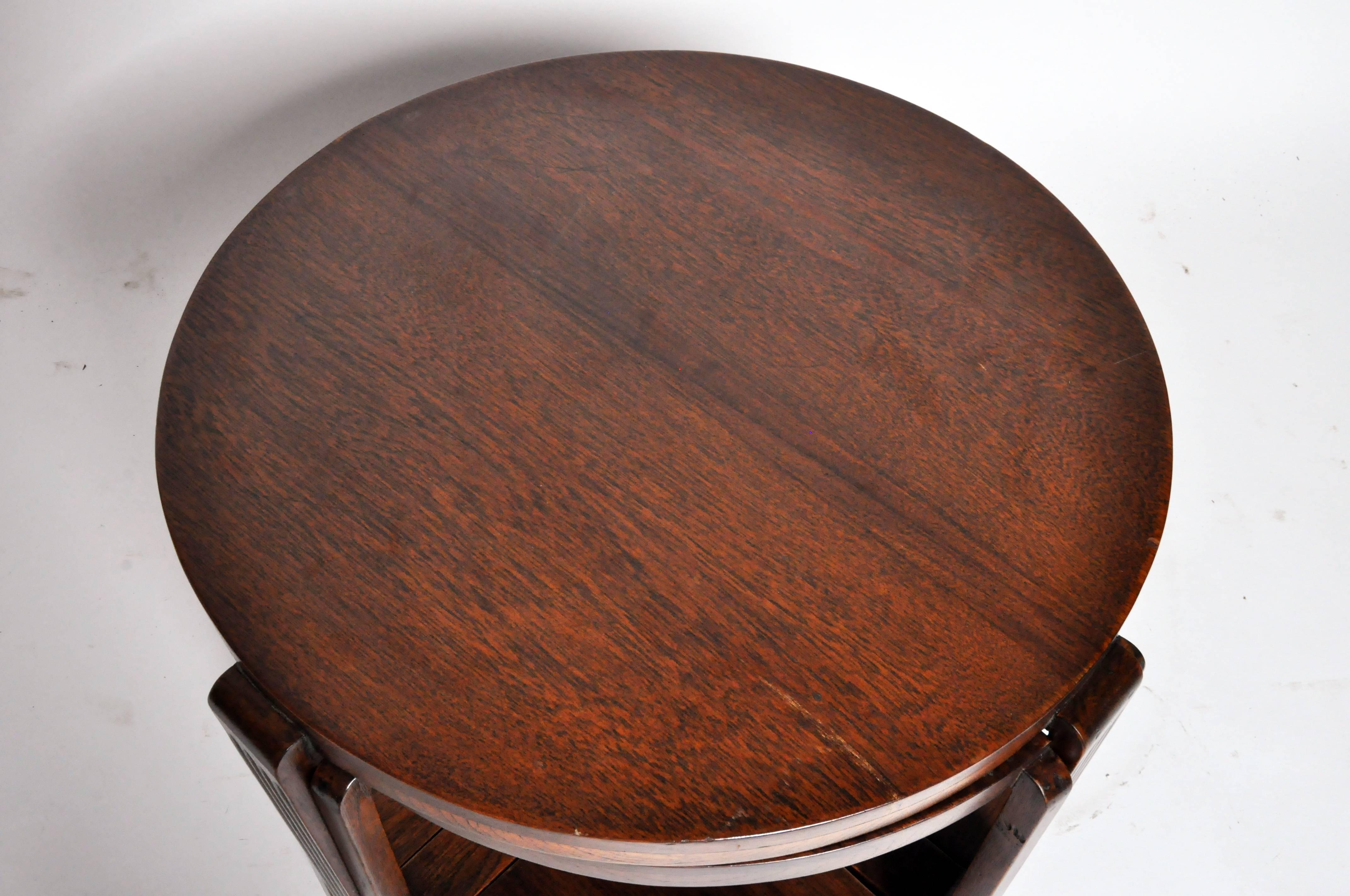 British Colonial Art Deco Round Coffee Table with Four Nesting Tables
