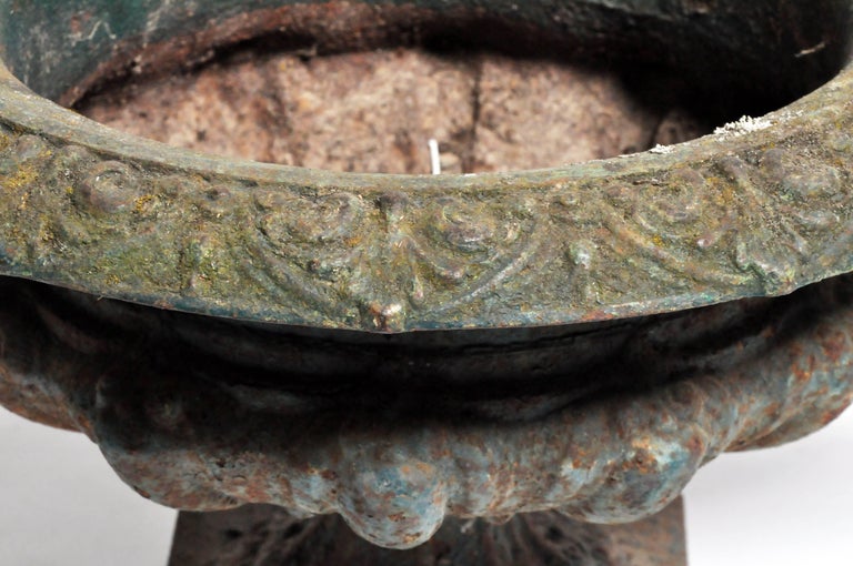 Cast Iron Planter with Original Green Paint at 1stDibs