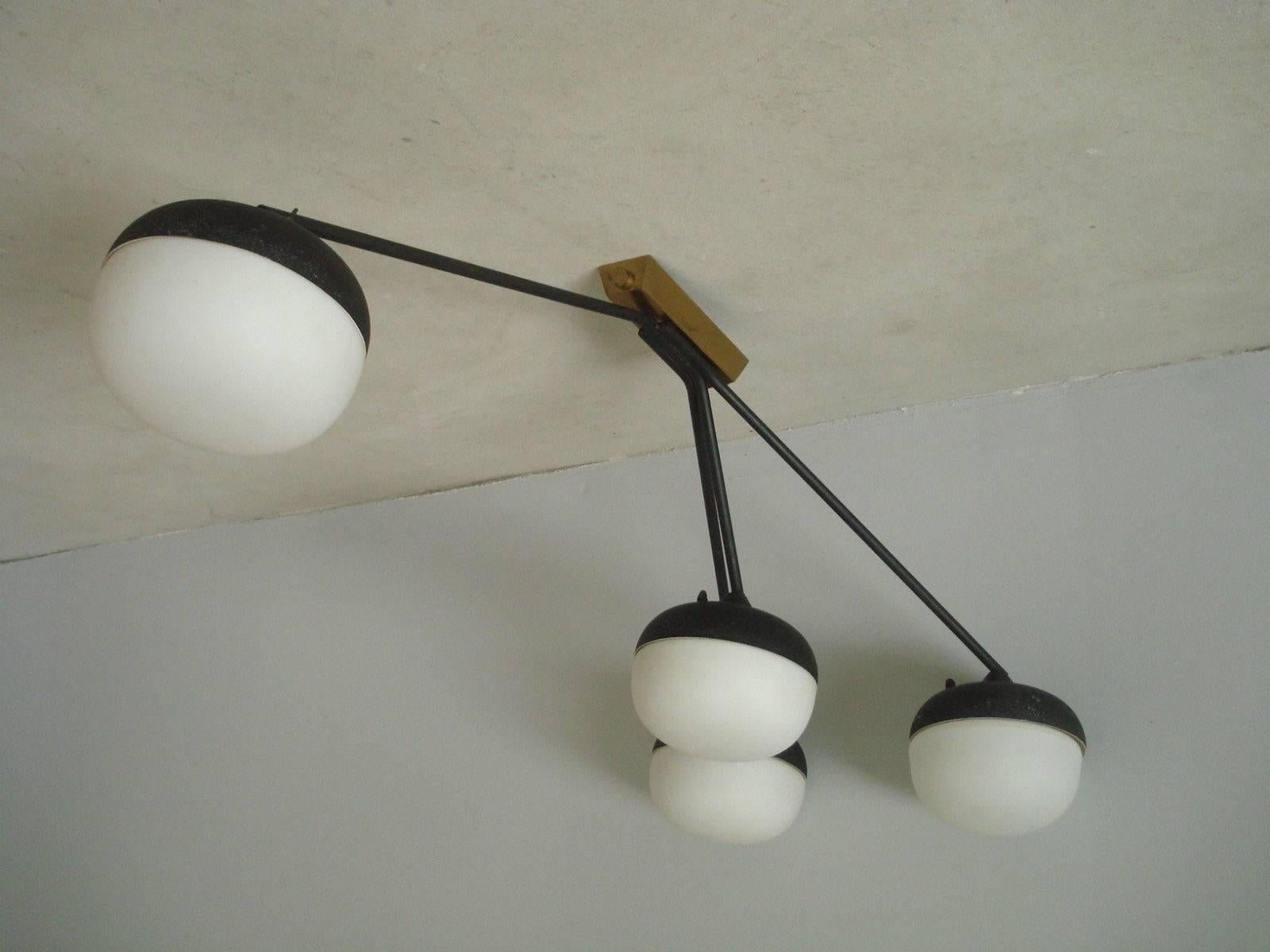 Rare Asymmetric Ceiling or Wall Lamp by Maison Arlus In Good Condition For Sale In Hanover, MA