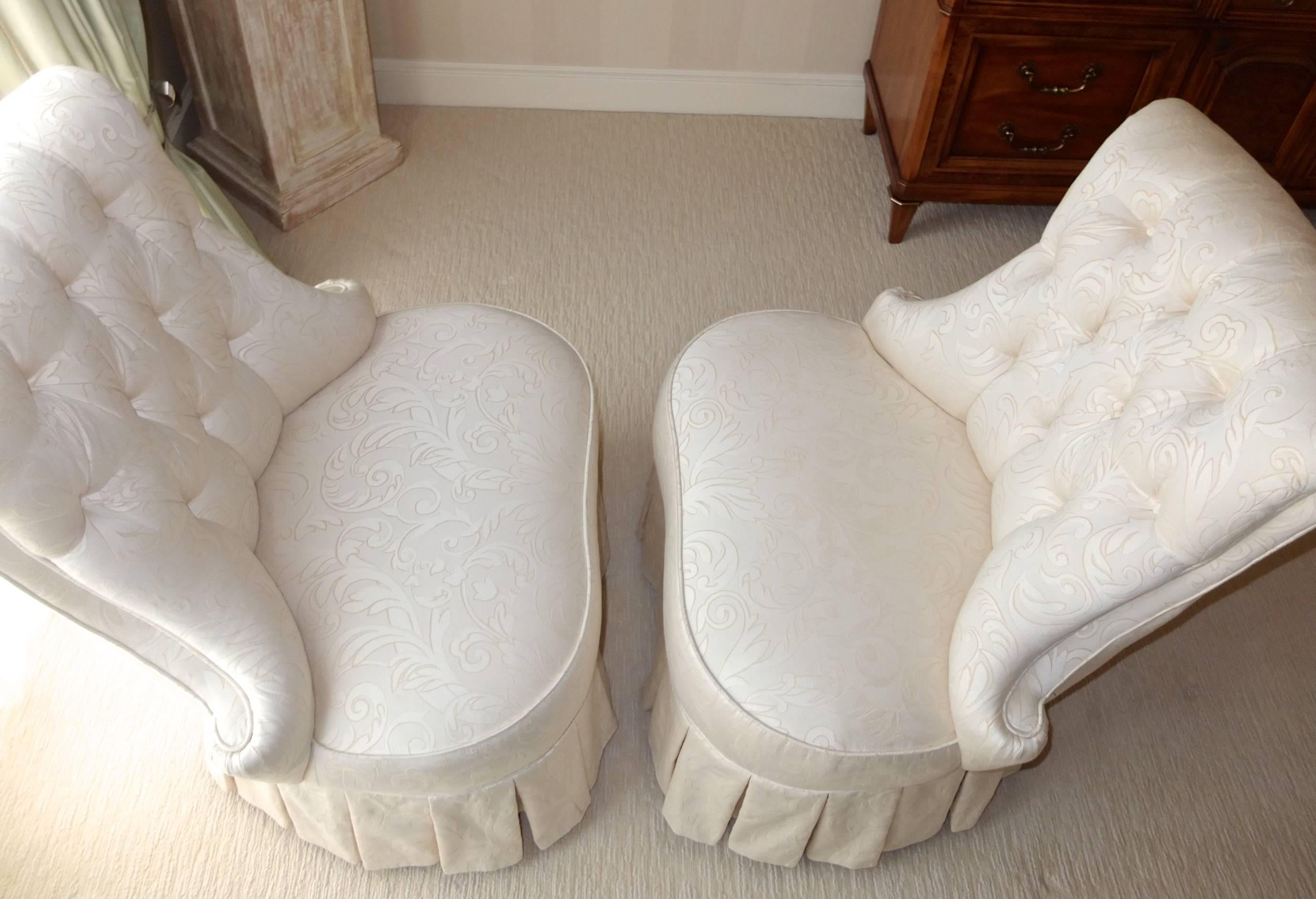 North American Pair of Napoleon III Style Boudoir Slipper Chairs