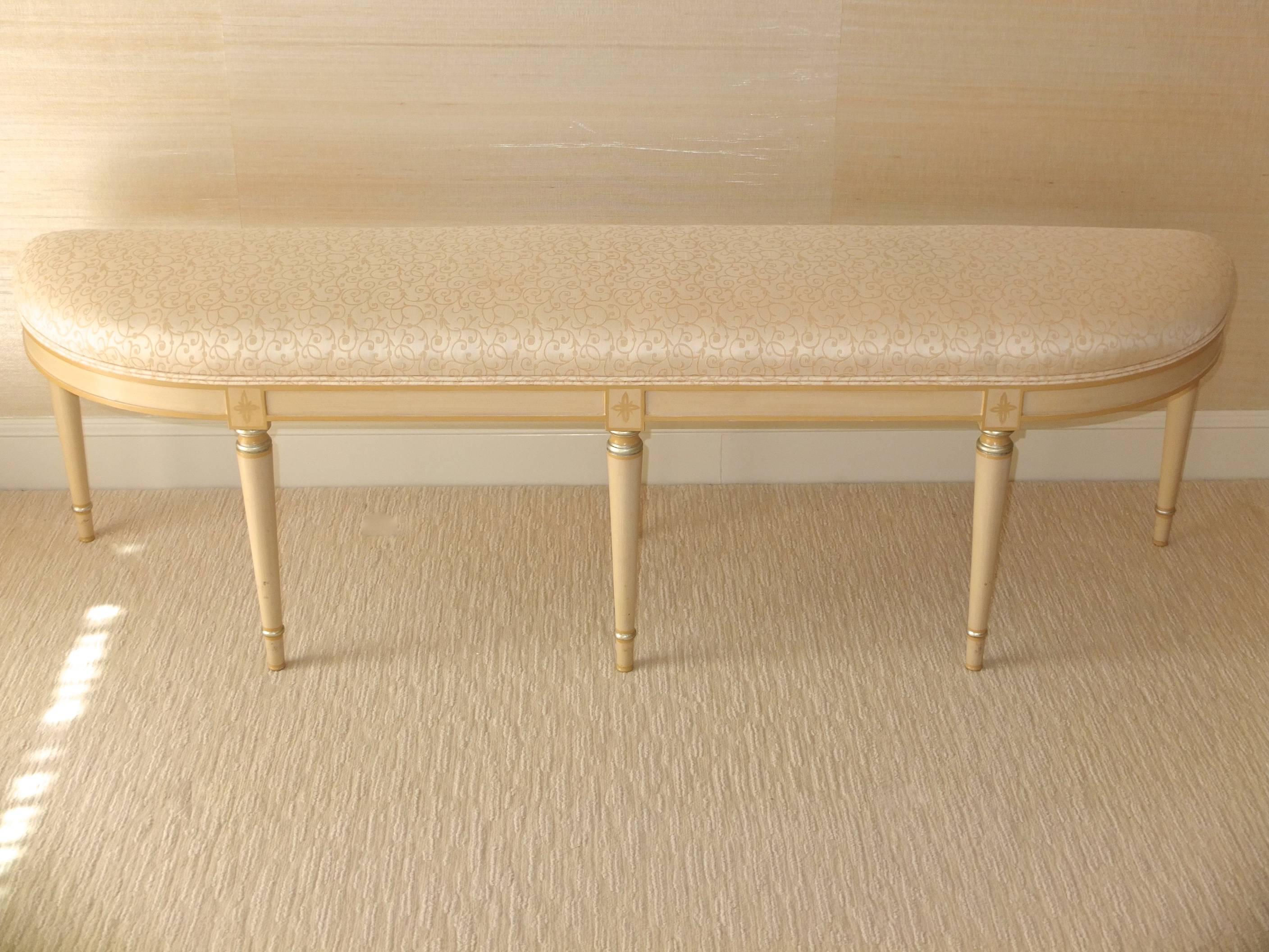 American Custom Upholstered Demi-Lune Bench