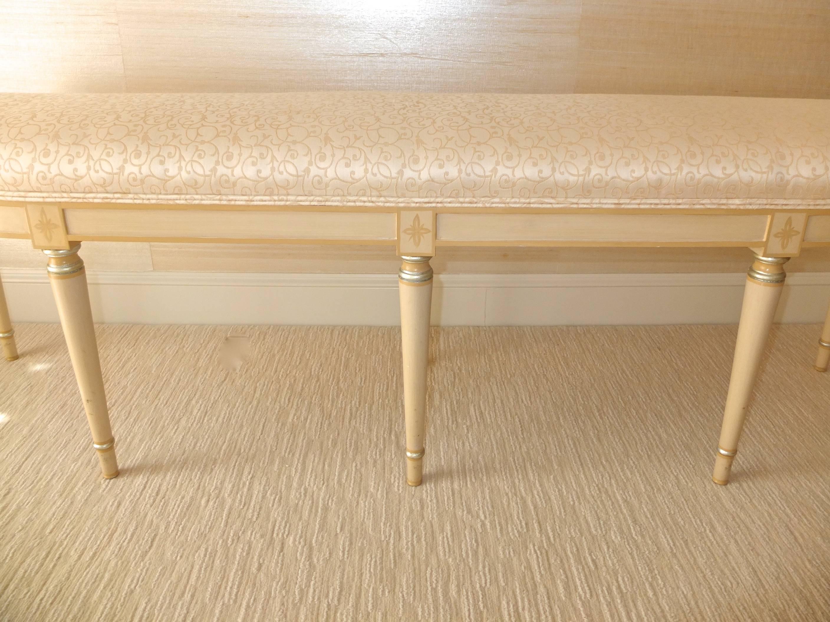 Lacquered Custom Upholstered Demi-Lune Bench