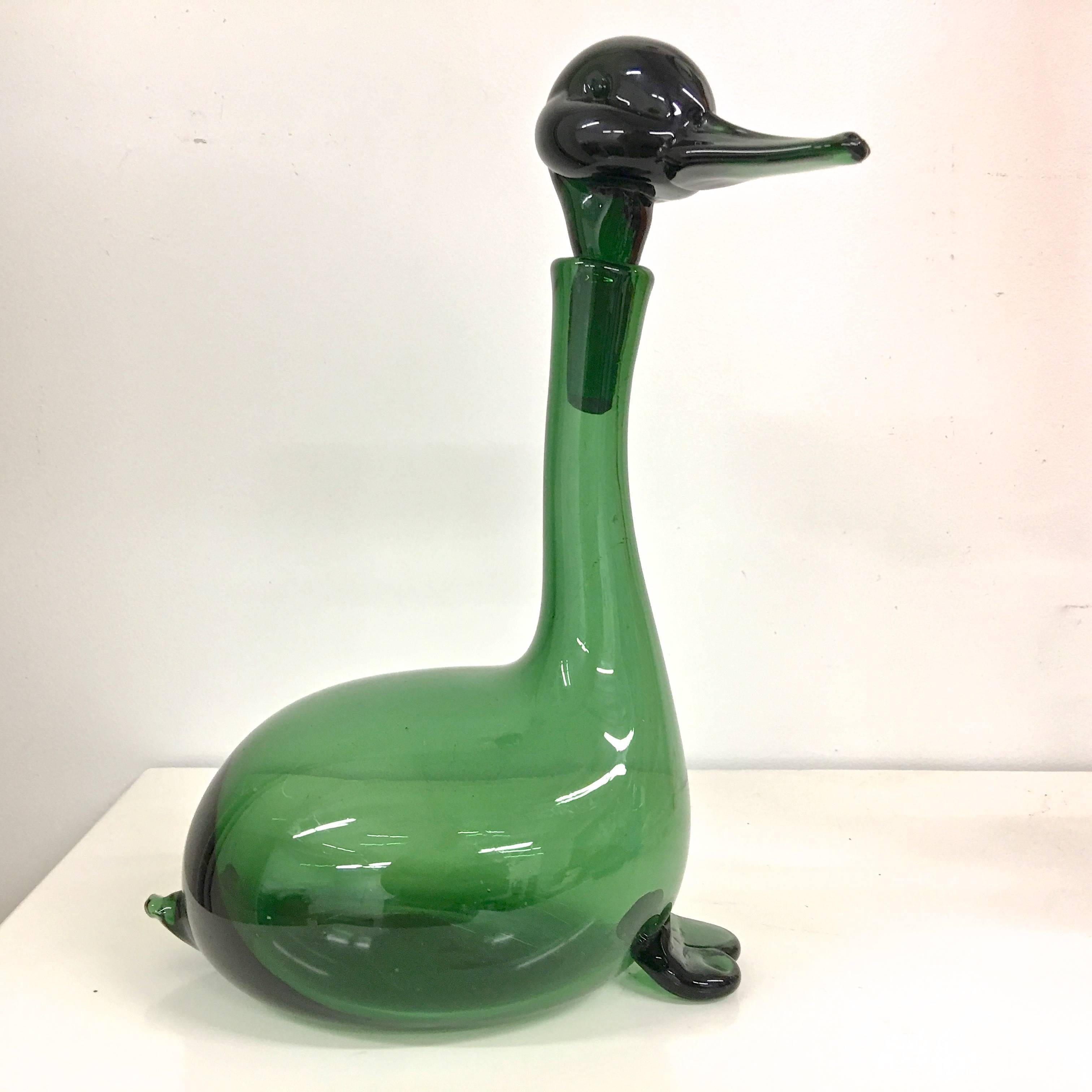 Empoli Green Glass Duck Decanter 1