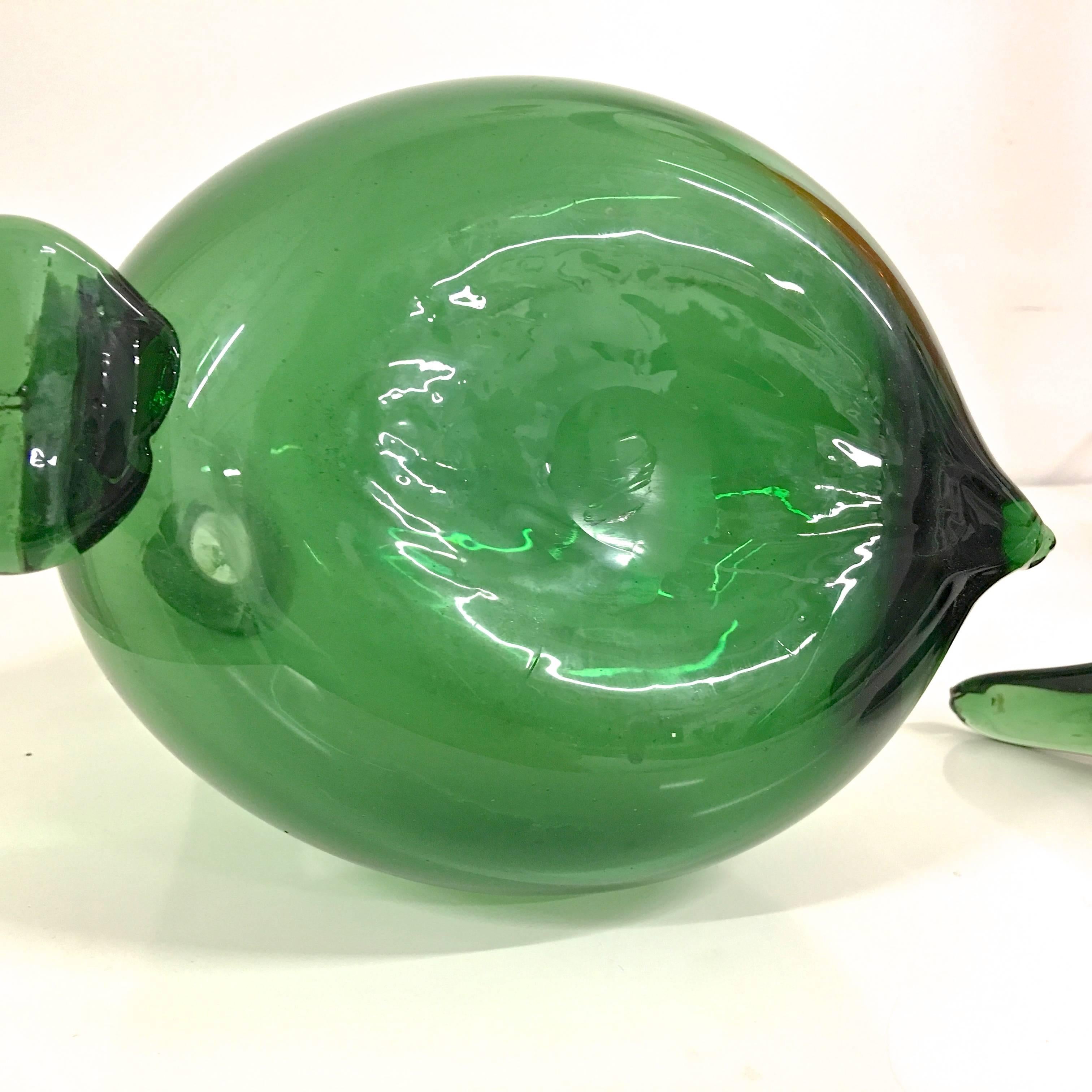 Italian Empoli Green Glass Duck Decanter