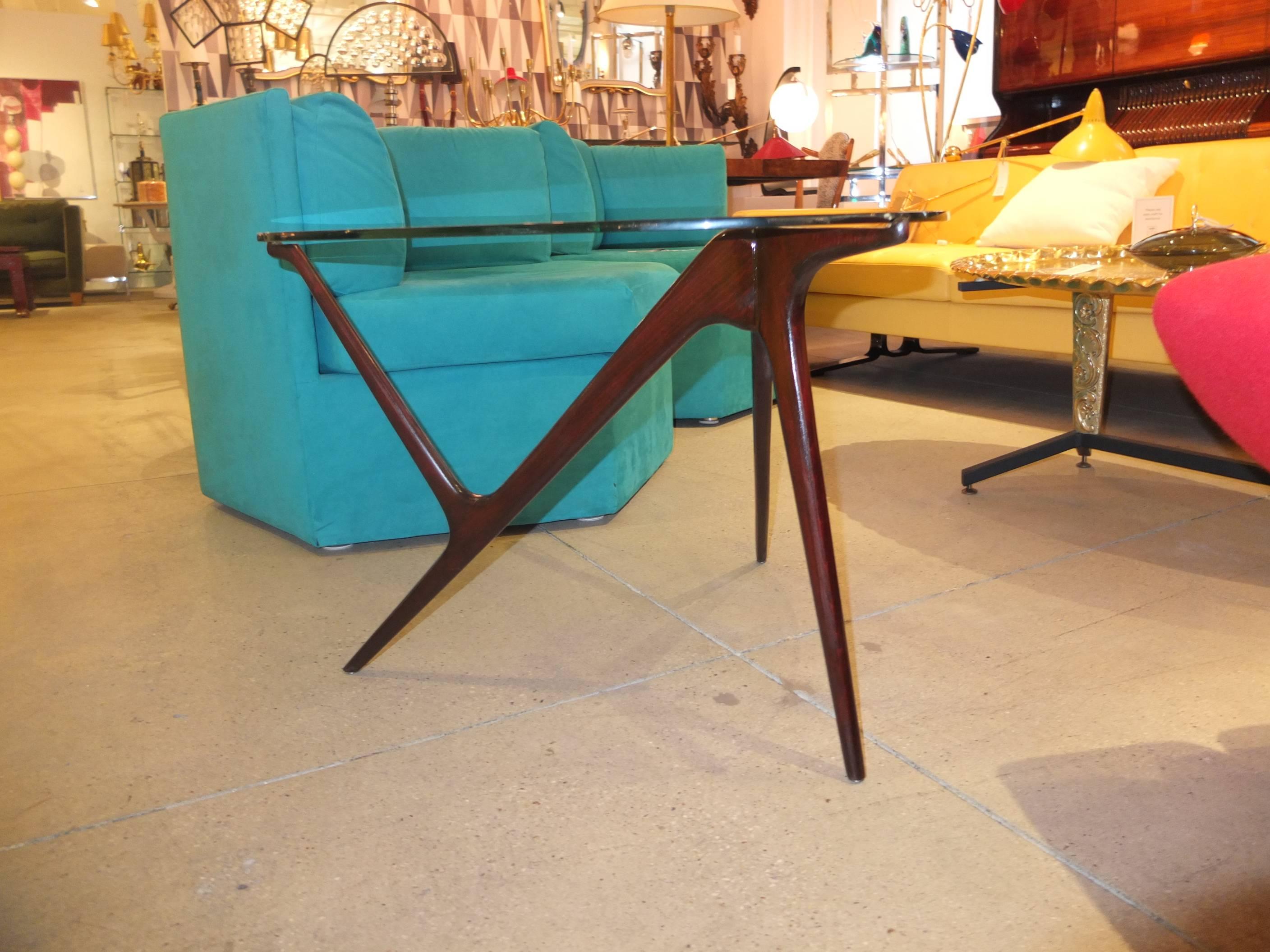 Mahogany 1950s Italian Occasional Table in the Style of Carlo Mollino For Sale