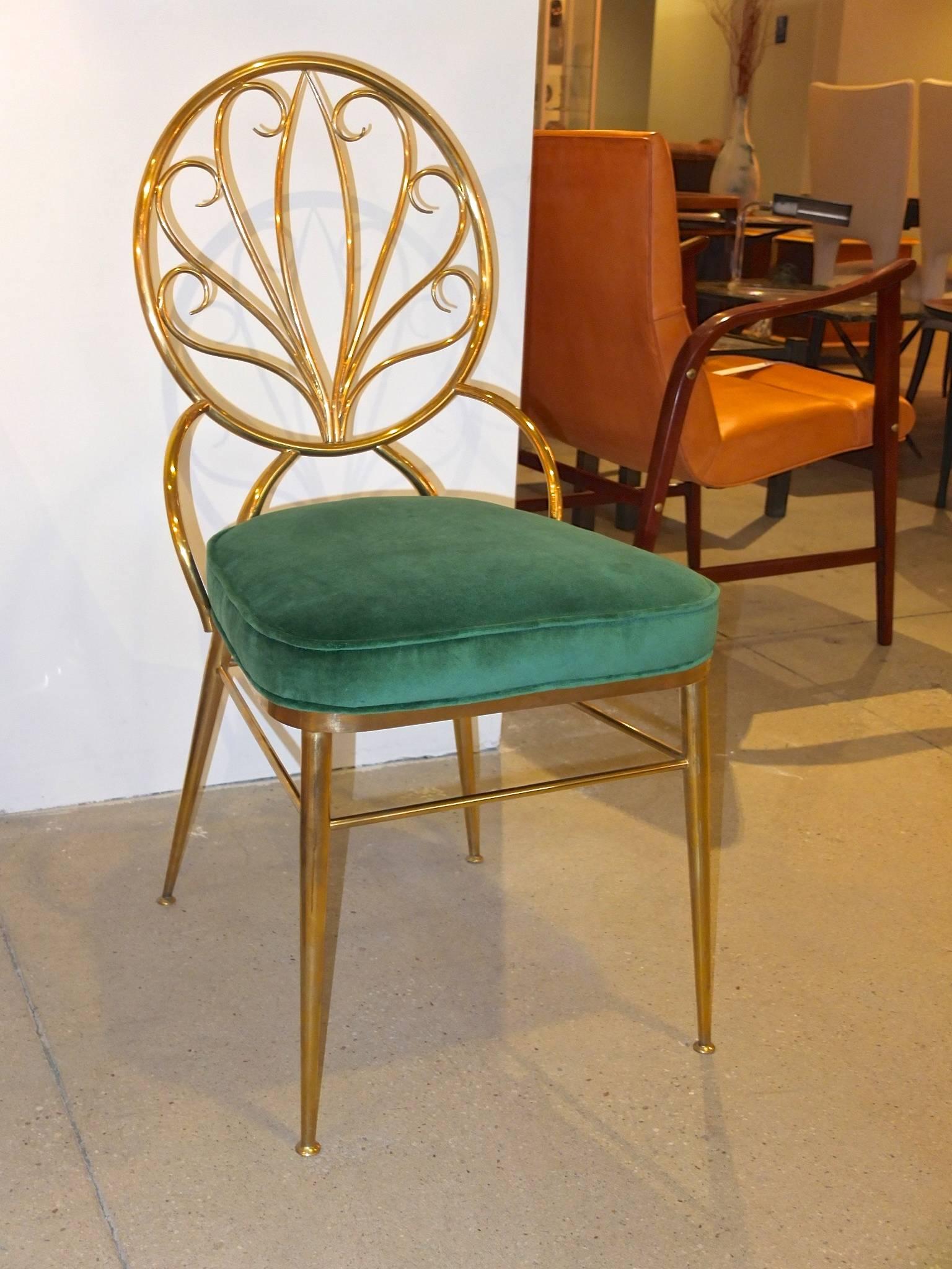 Hollywood Regency Pair of Solid Brass Chiavari Chairs