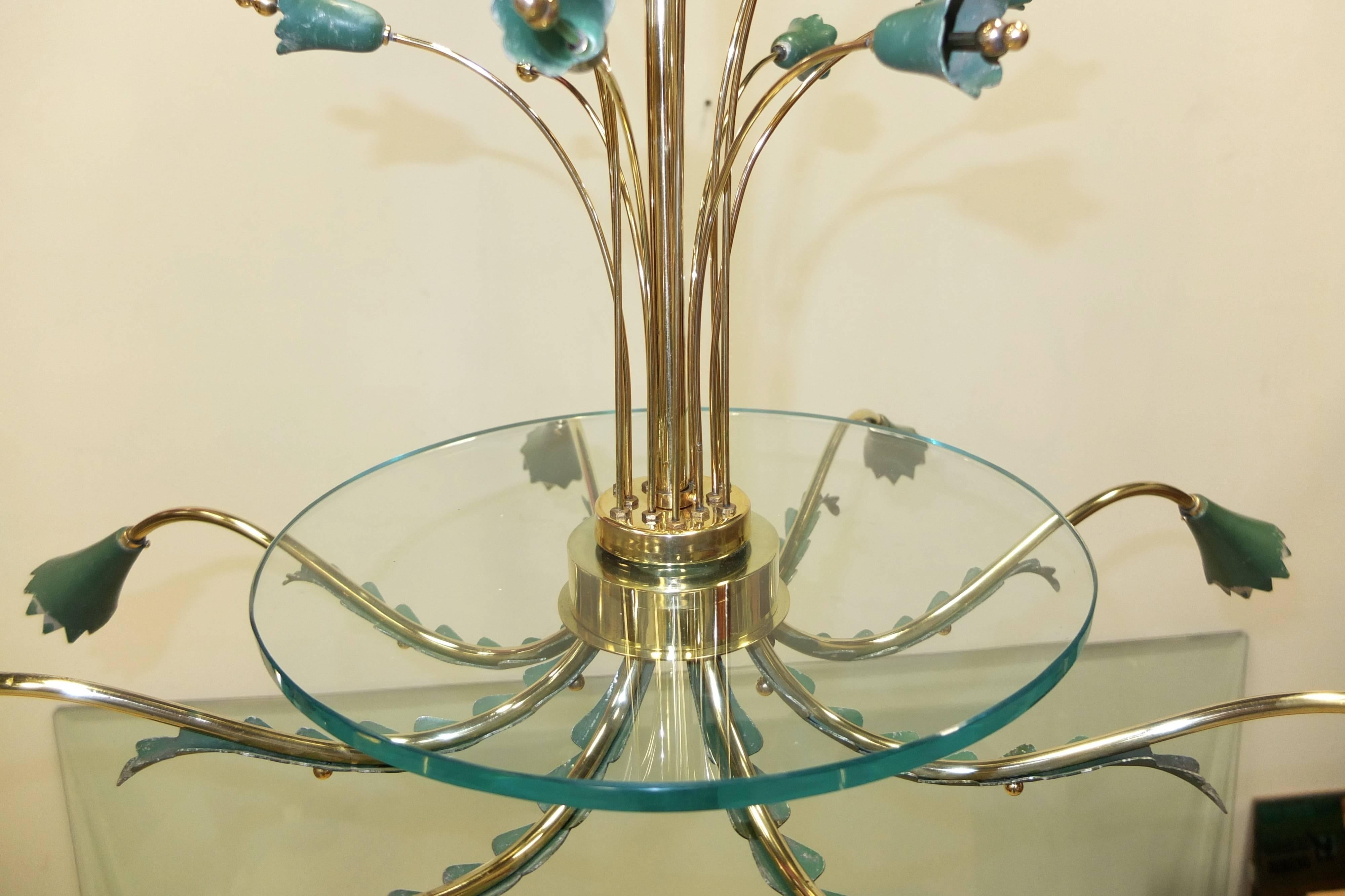 1950's Italian Chandelier in the Style of Arredoluce In Excellent Condition In Hanover, MA