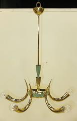 1950s Italian Brass Cornucopia Chandelier