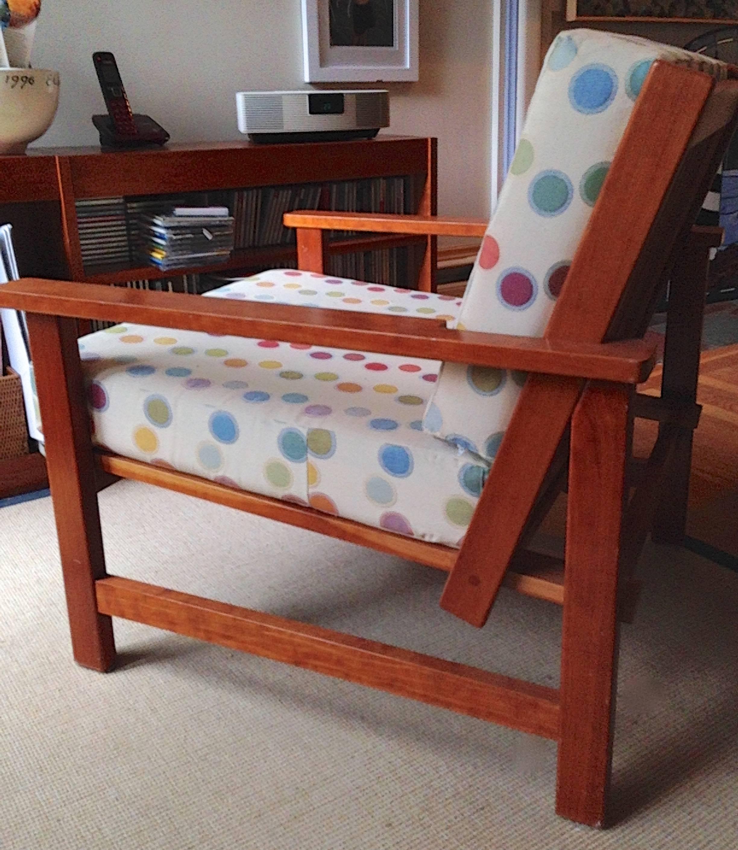 Charles Webb Pair of Cherry Lounge Chairs and Ottoman In Excellent Condition In Hanover, MA
