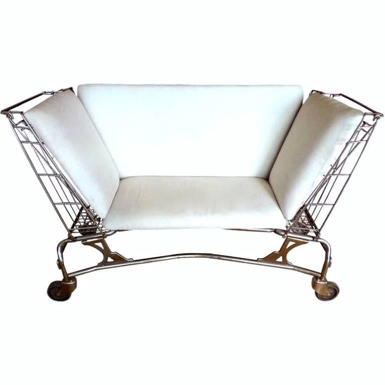Plated Mid-Century Shopping Cart Loveseat or Settee For Sale