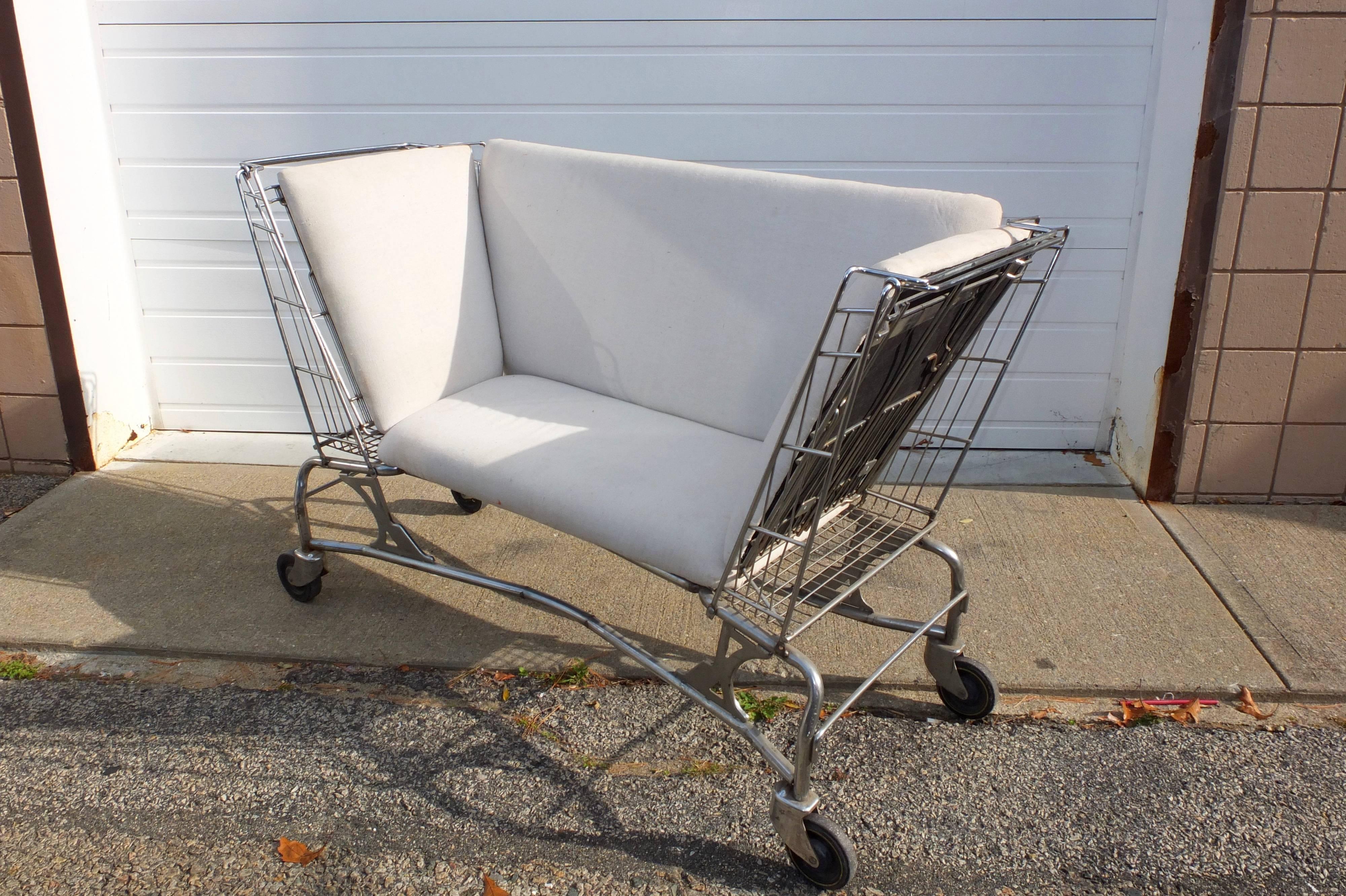Post-Modern Mid-Century Shopping Cart Loveseat or Settee For Sale
