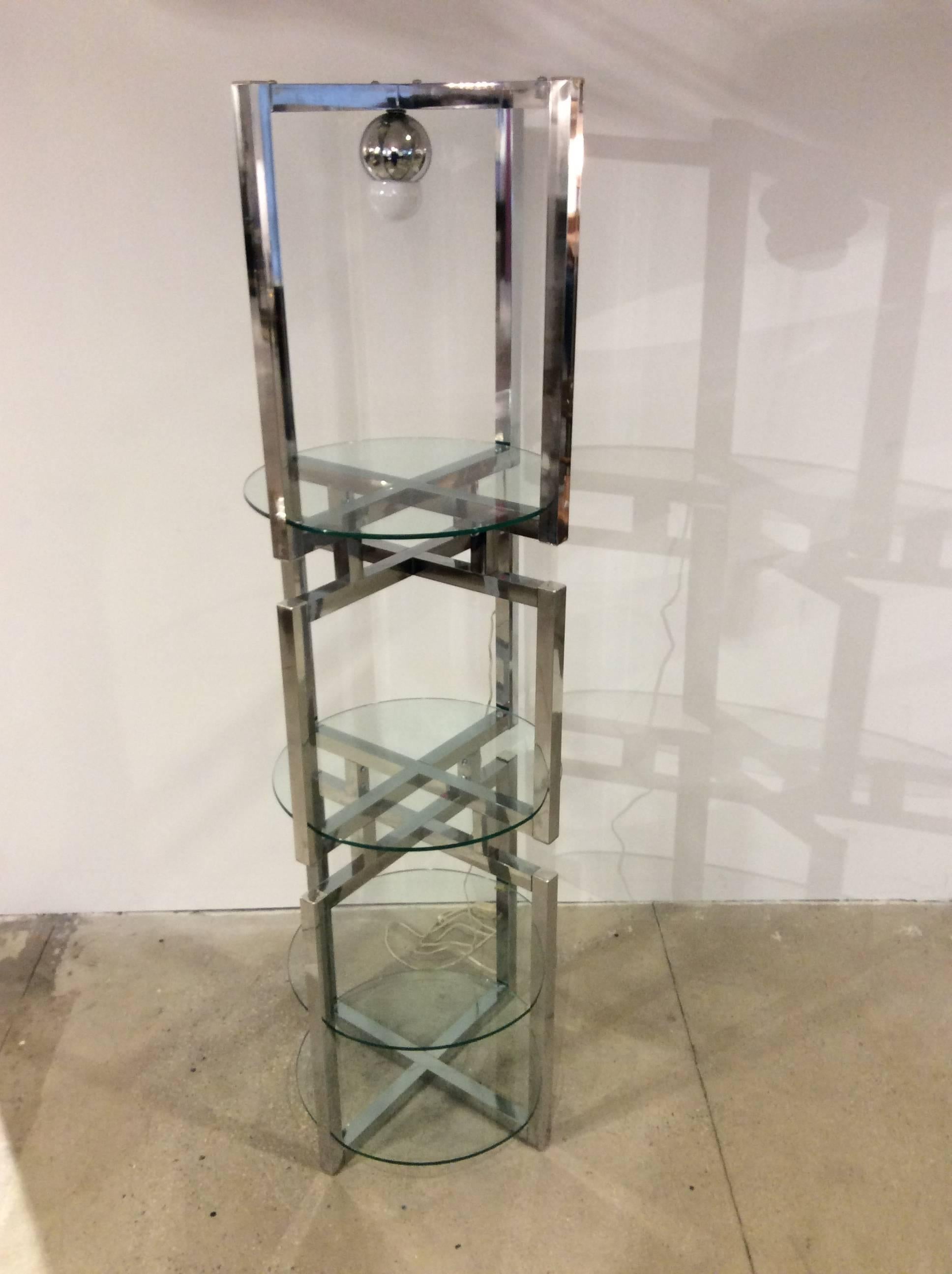American Geometric Chrome Tower Etagere in the style of Milo Baughman For Sale