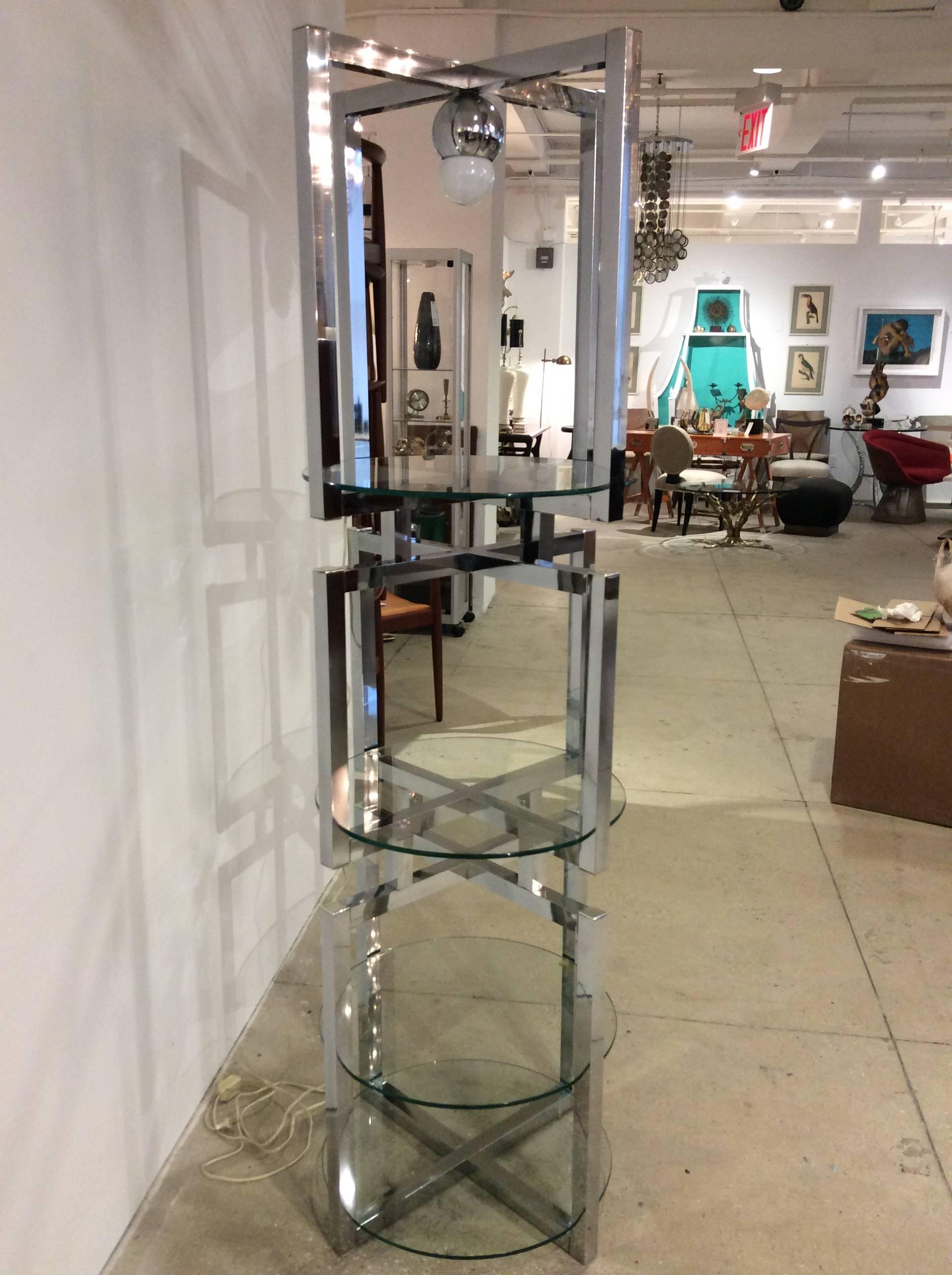 Geometric Chrome Tower Etagere in the style of Milo Baughman For Sale 2